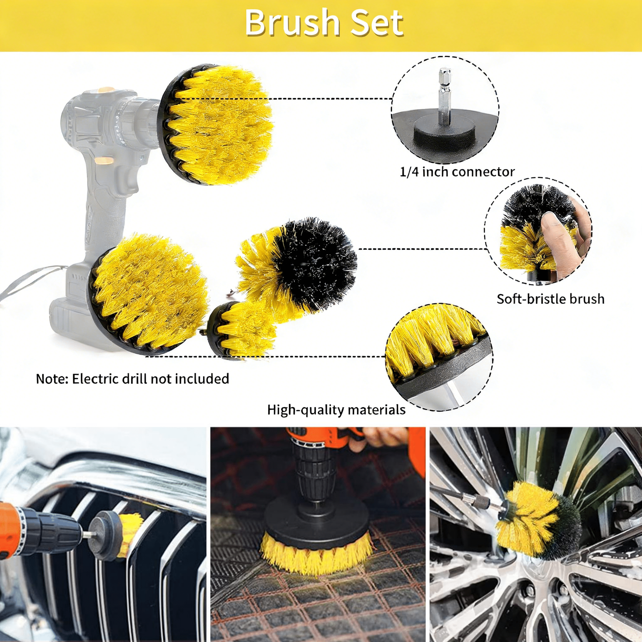 STORGENER 35-Piece Car Detailing Kit, Professional Auto Cleaning Brush Set for Interior, Exterior, and Wheels (Yellow, 35-Piece Set) 3zawh