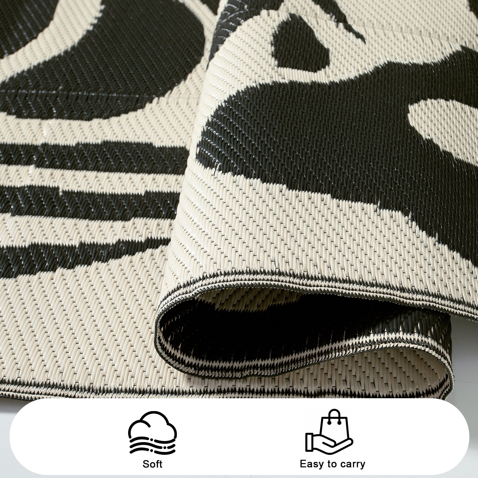 Lahome Waterproof Outdoor Rug (Black & White, 4 ft x 6 ft) ahskh