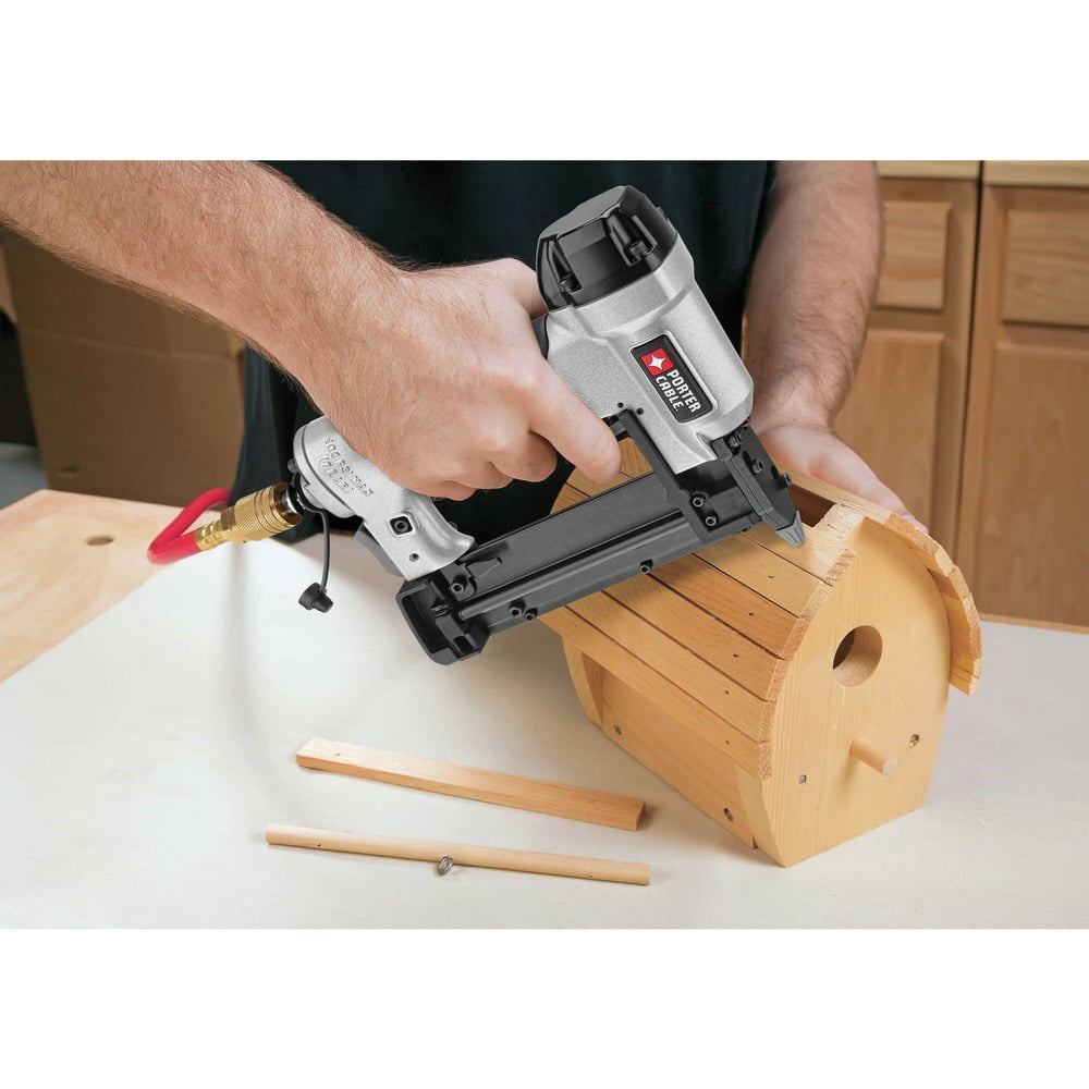 PORTER-CABLE 3-Piece Pneumatic Nailer and 6 Gallon Oil-Free Pancake Air Compressor Combo Kit (Refurbished, 6 Gallon) laxuh