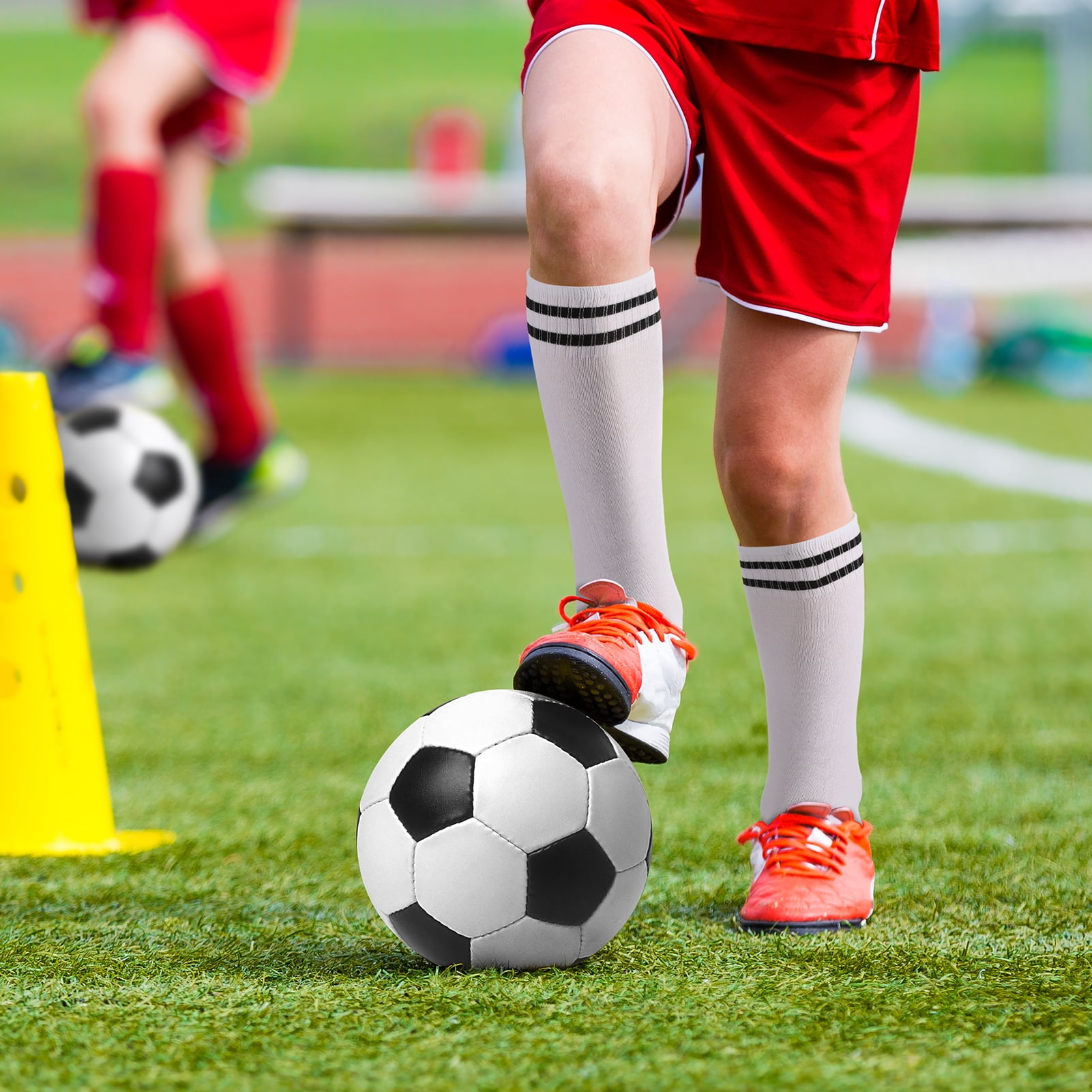 Hengguang Kids Soccer Socks Over-Knee Athletic Performance Gear (White, 4 Pairs) sf27u