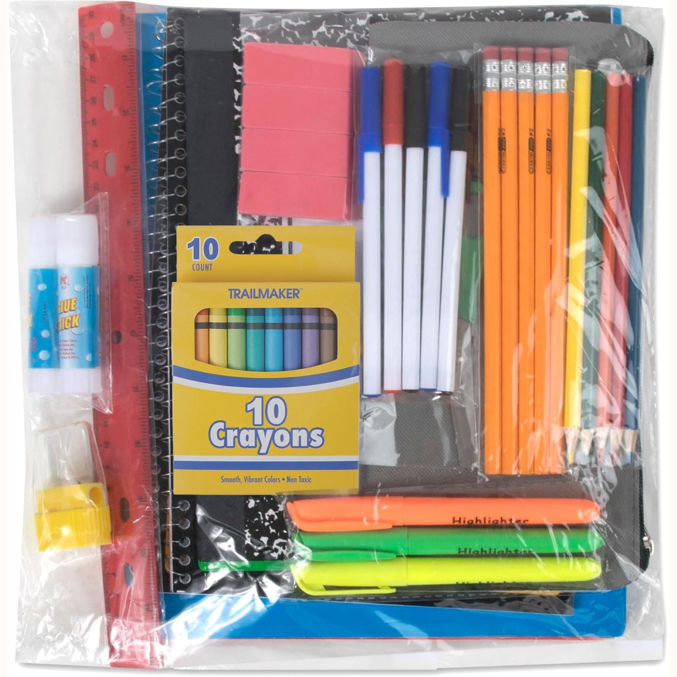 Trailmaker 18 in Backpacks with 45 Piece School Supply Kits (12 Pack, Black and Navy Blue) d93ko