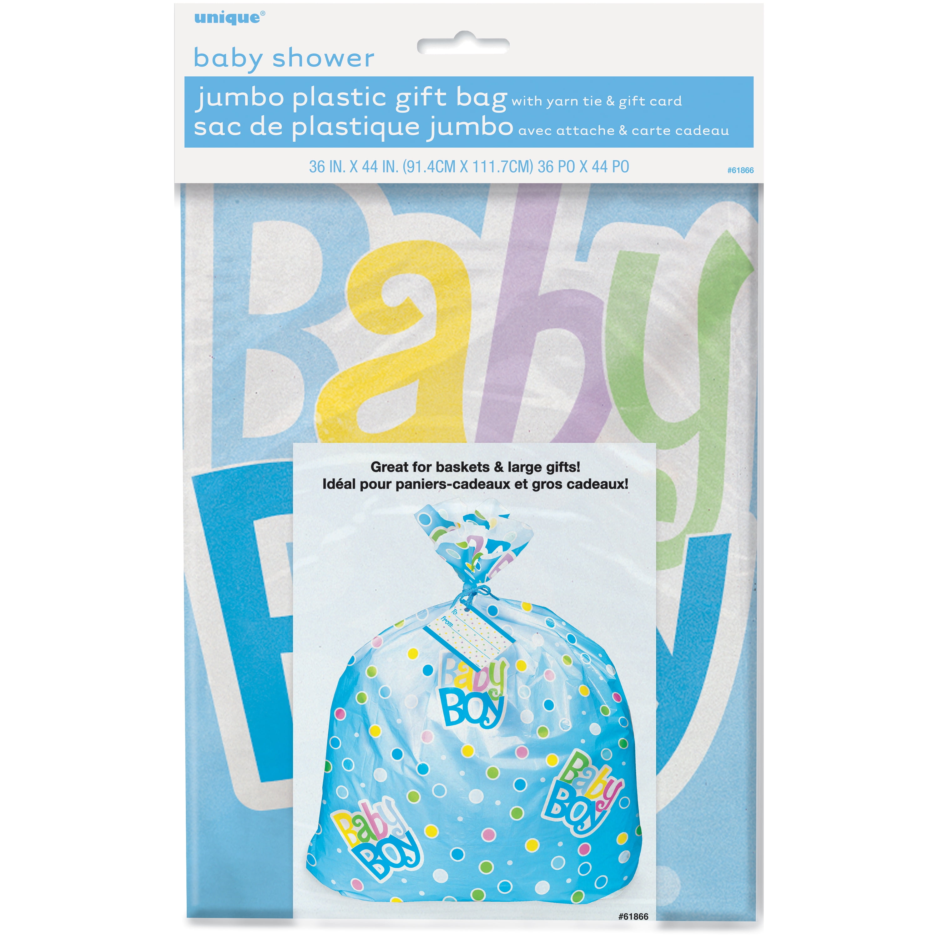 Unique Jumbo Plastic Gift Bag for Baby Shower (Blue Polka Dot, 44 in x 36 in x 23 in) em6ys