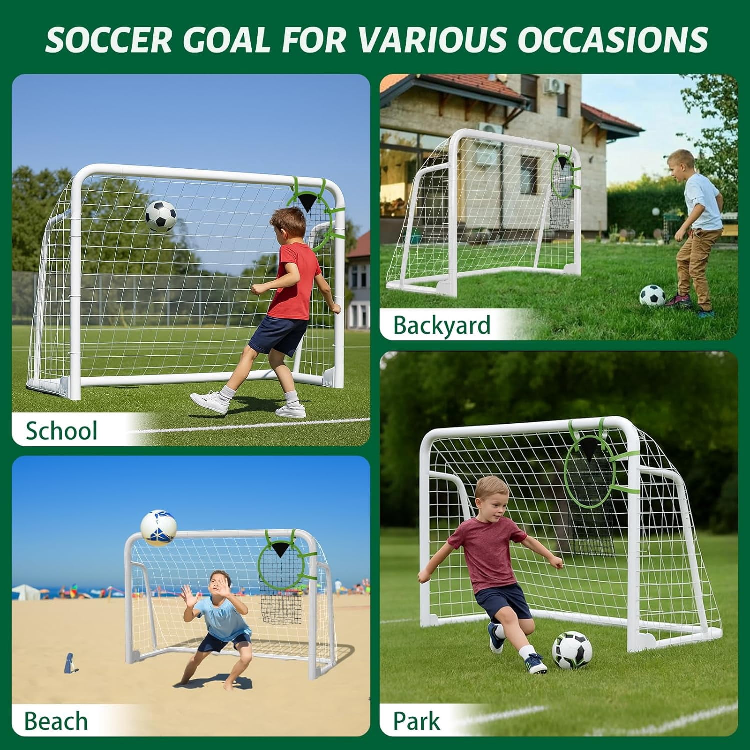 Slsy Foldable Soccer Goal for Backyard Training (Silver, 12x6 ft) p0sm4