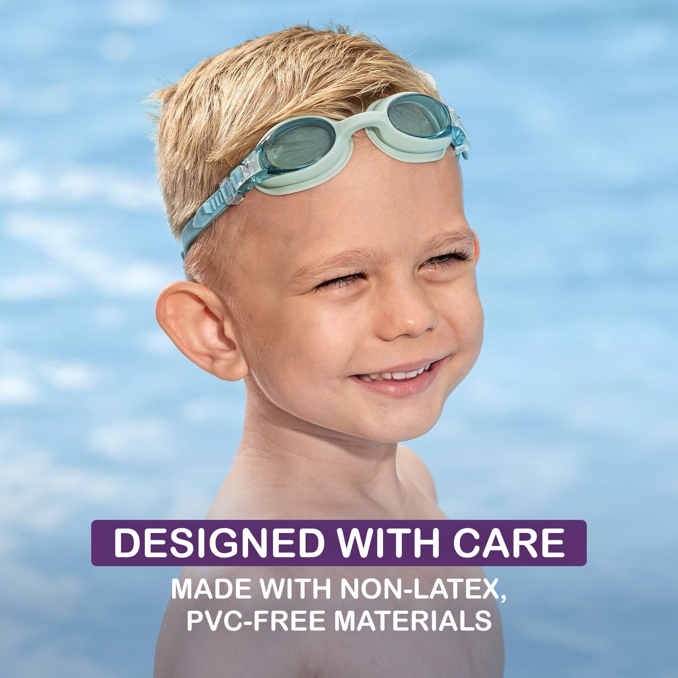 Puddle Jumper Child Swim Goggles, Anti-Fog UV Protection, Comfort-Fit Silicone Strap (Green, 1 Pair) 6w42b
