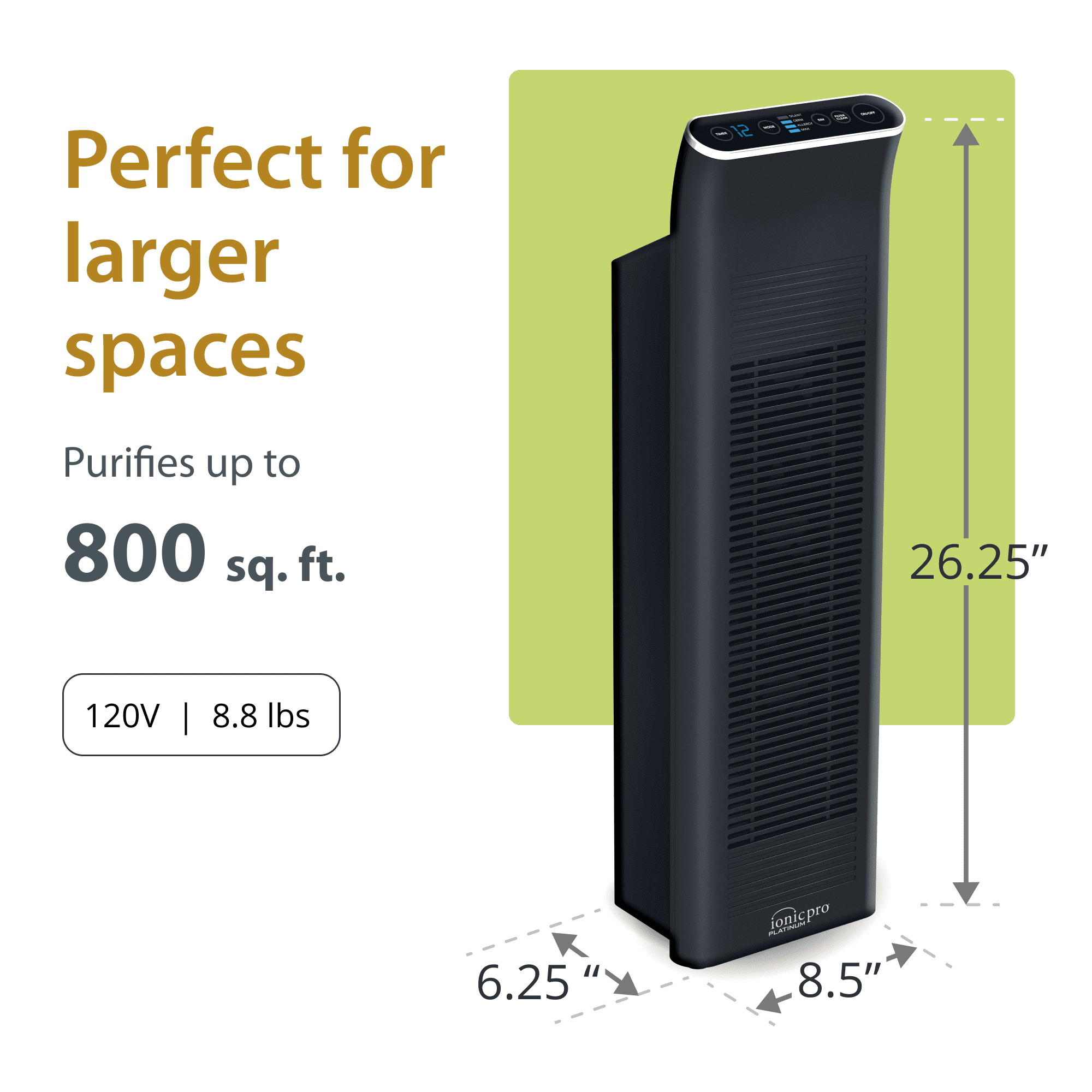 Ionic Pro TA750 Platinum Air Purifier with Permanent Blade Filter (Black, 10 in x 7.5 in x 28 in) bd5zd