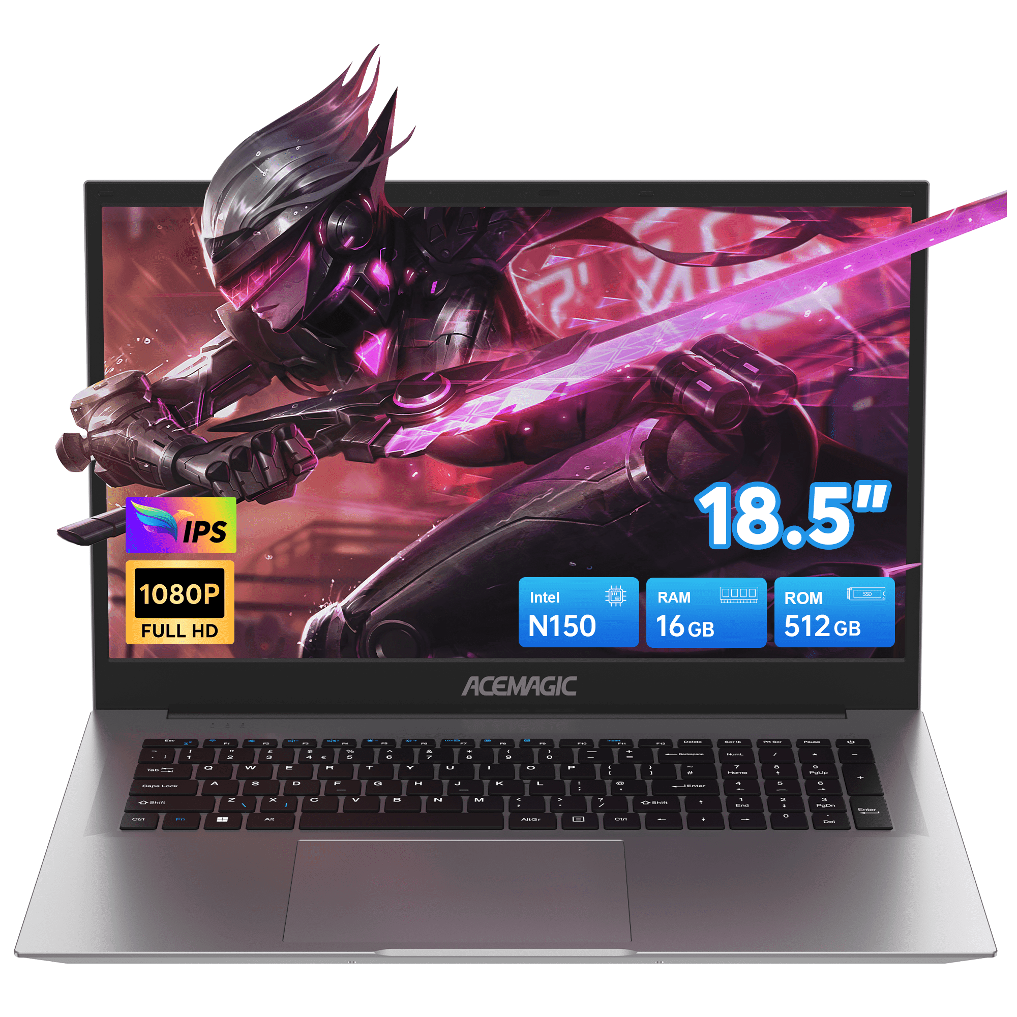 NIPOGI AX18 Laptop 18.5 in FHD Display Intel N150 16GB RAM 512GB SSD Windows 11 Pro v85in
