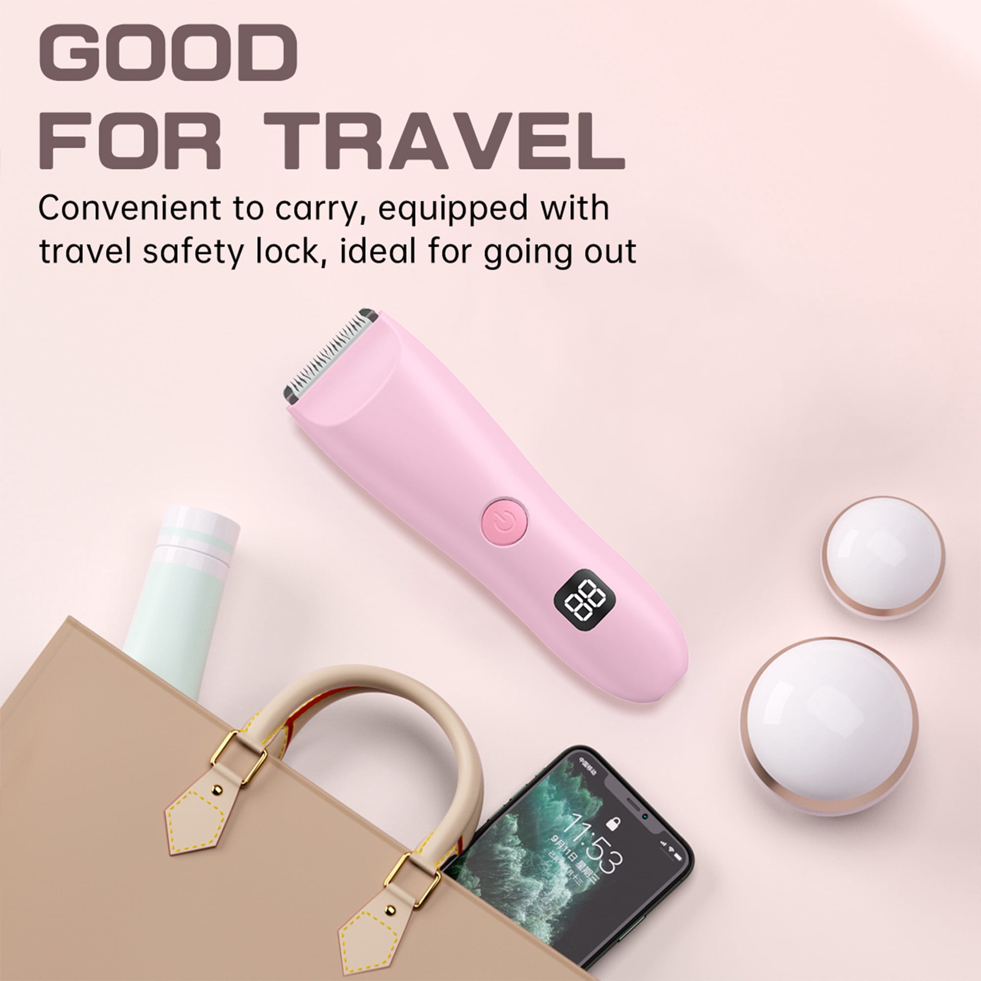 Cshidworld Electric Shaver for Women, Painless Wet & Dry Body Hair Remover with LED Display (Pink, 1 Count) nj9i2