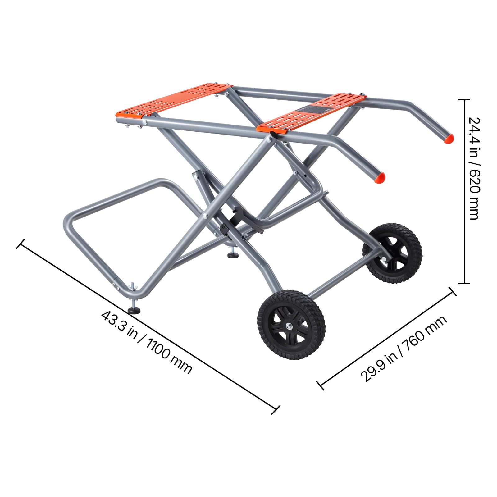 VEVOR Portable Table Saw Stand, Rolling Foldable Workstation with 8 in Rubber Wheels, Heavy-Duty Steel Construction (350 lb Capacity) 2v484
