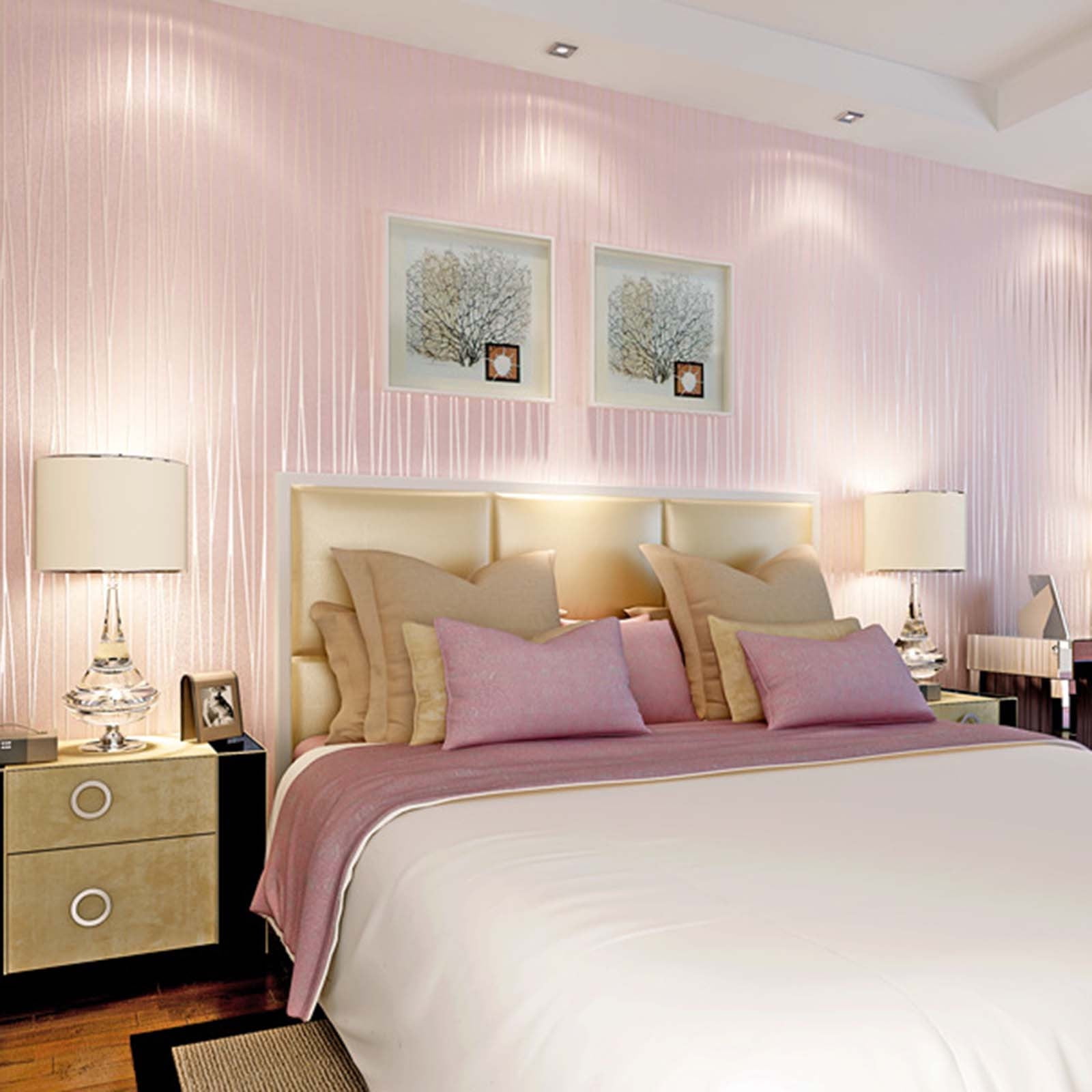 Lksixu Embossed Stripes Wallpaper, 3D Textured Peel and Stick Contact Paper for Home Decor (Pink, 21 in x 33 ft) g40f2