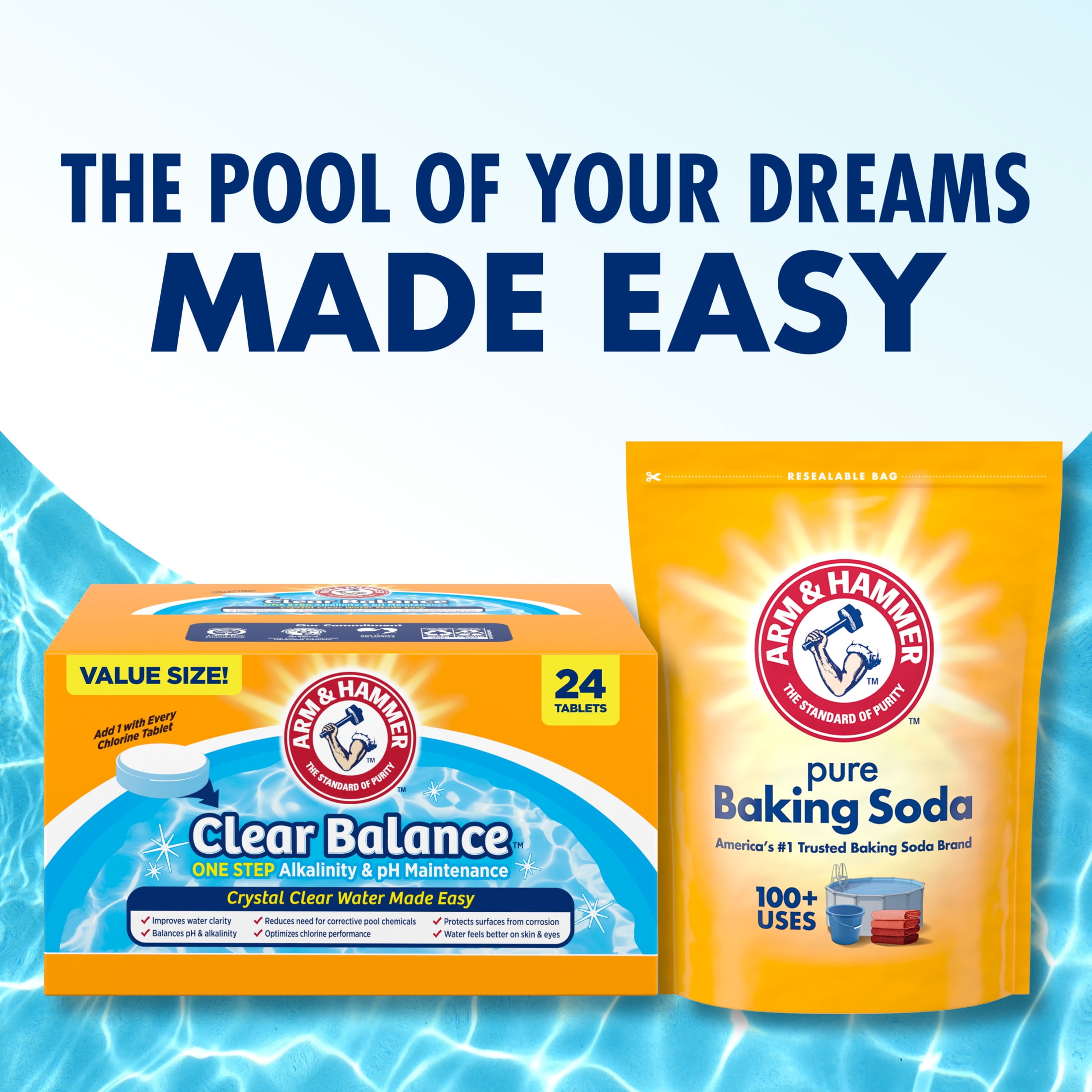 ARM & HAMMER Clear Balance Swimming Pool Alkalinity & pH Maintenance Tablets (White, 16 Count) 250is