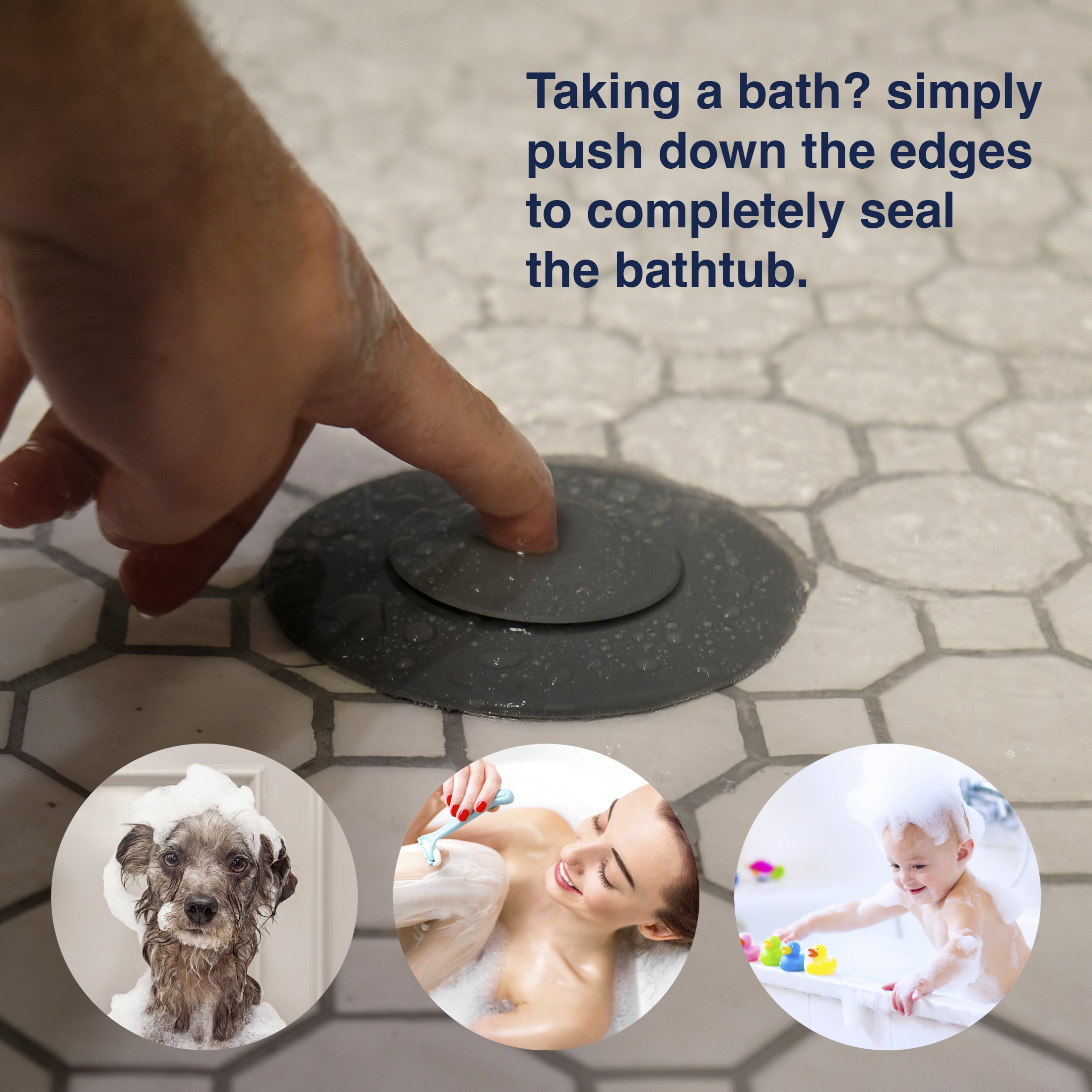 Drain Buddy Silicone Bathroom Drain Stopper and Hair Catcher (Grey, 2 Pack) 17czs