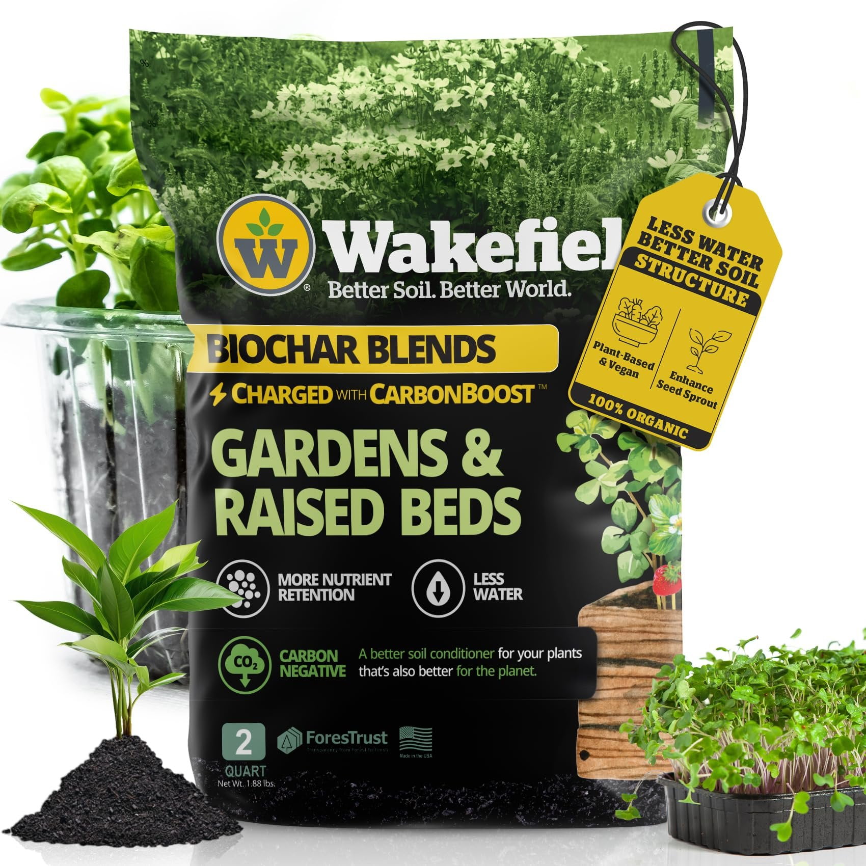 Wakefield Biochar Blend Garden Soil with CarbonBoost (2 Quarts) 7yhw2