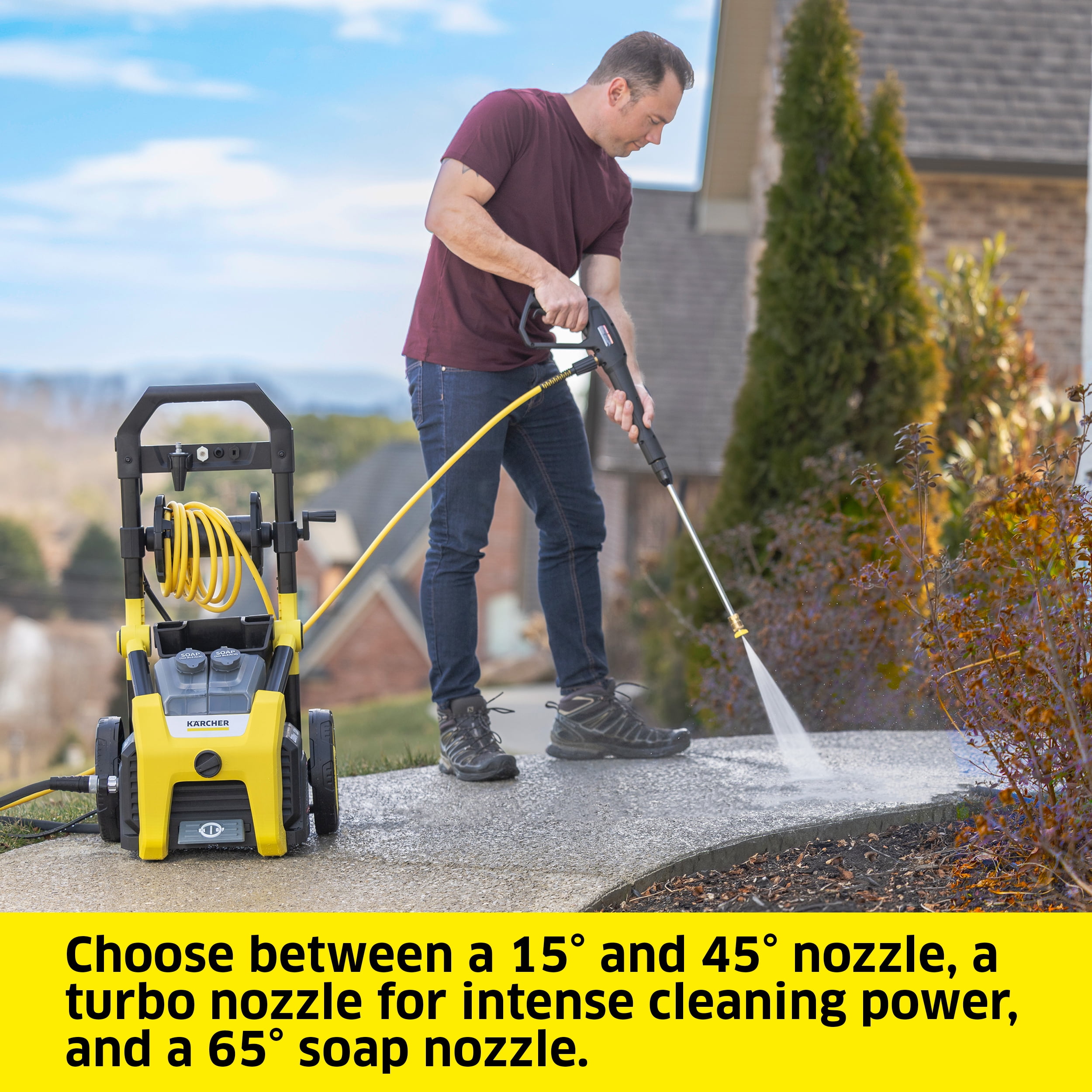 Karcher K2300PS Electric Pressure Washer with Hose Reel and 4 Spray Nozzles (2300 PSI, 1.2 GPM) u9vuo