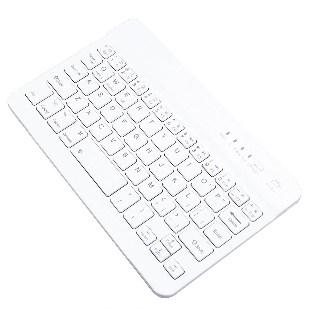 Pounoo Slim Wireless Bluetooth Keyboard for iMac iPad Android Laptop Tablet (White, 11 in) 3ord5