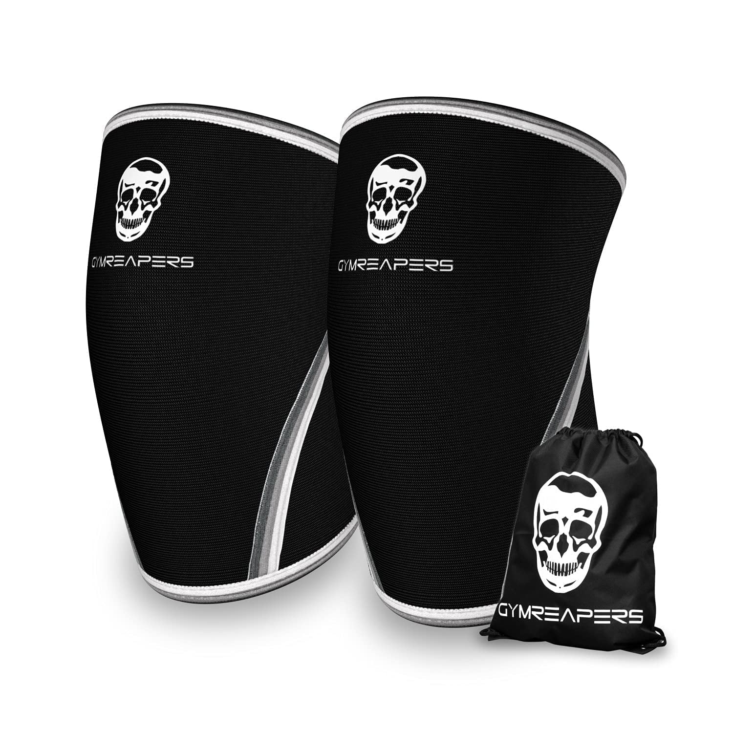 GYMREAPERS Knee Sleeves for Weightlifting and Squats, 7mm Neoprene Compression Support (White, 1 Pair) din4j
