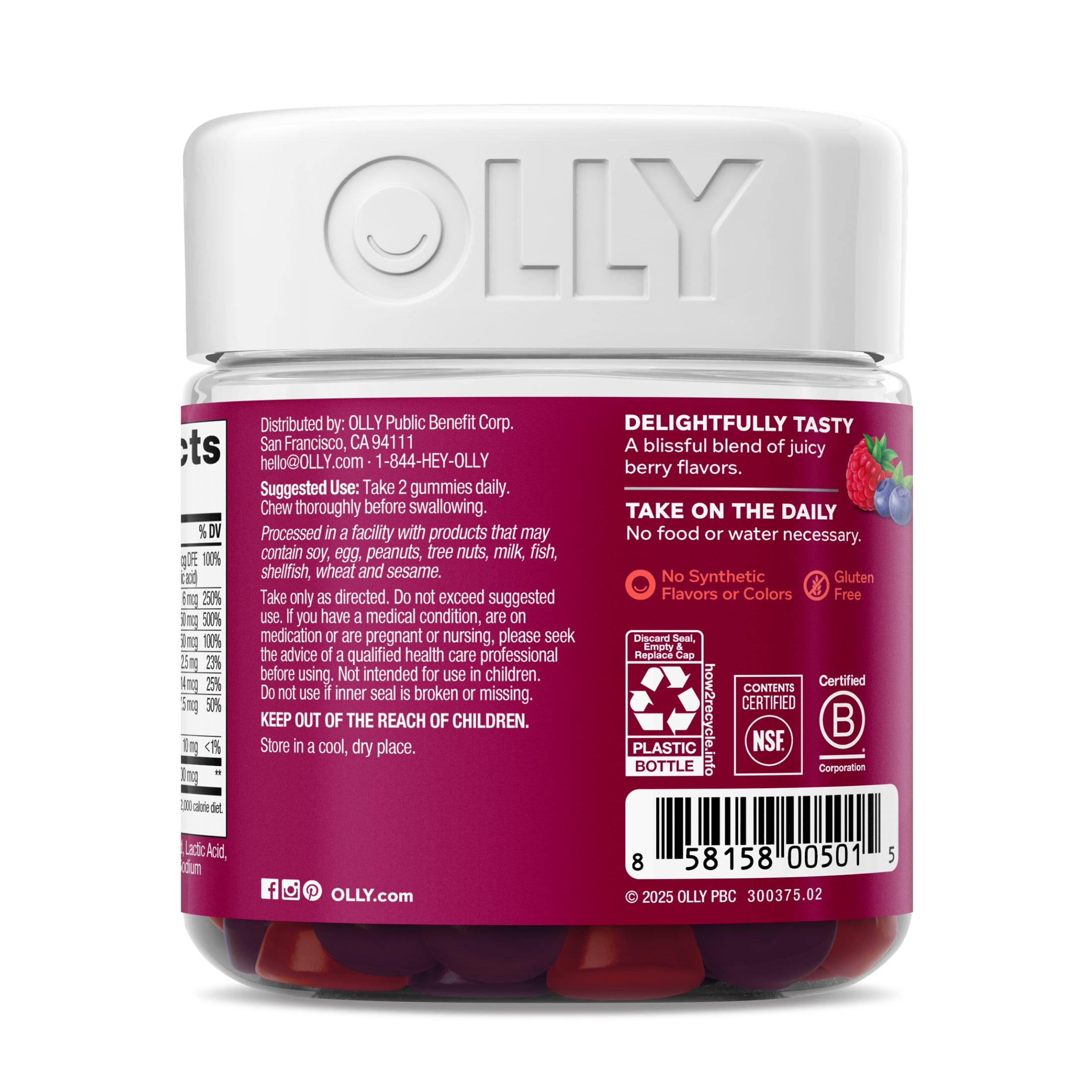 OLLY Women's Multivitamin Gummies, Daily Nutritional Support with Biotin and Vitamin D (90 Count) 06yfm
