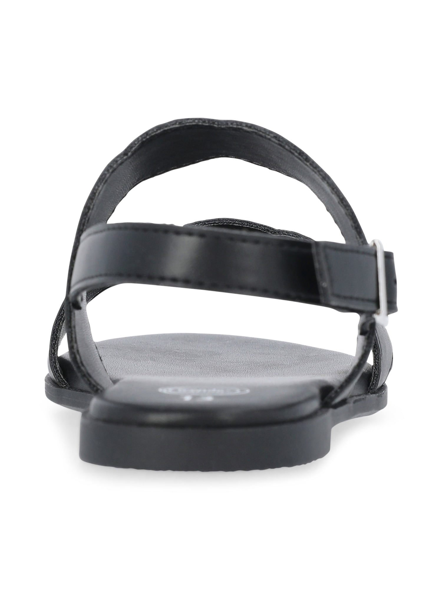 Wonder Nation Girls Two-Strap Slingback Sandals (Black, Size 4) l842h