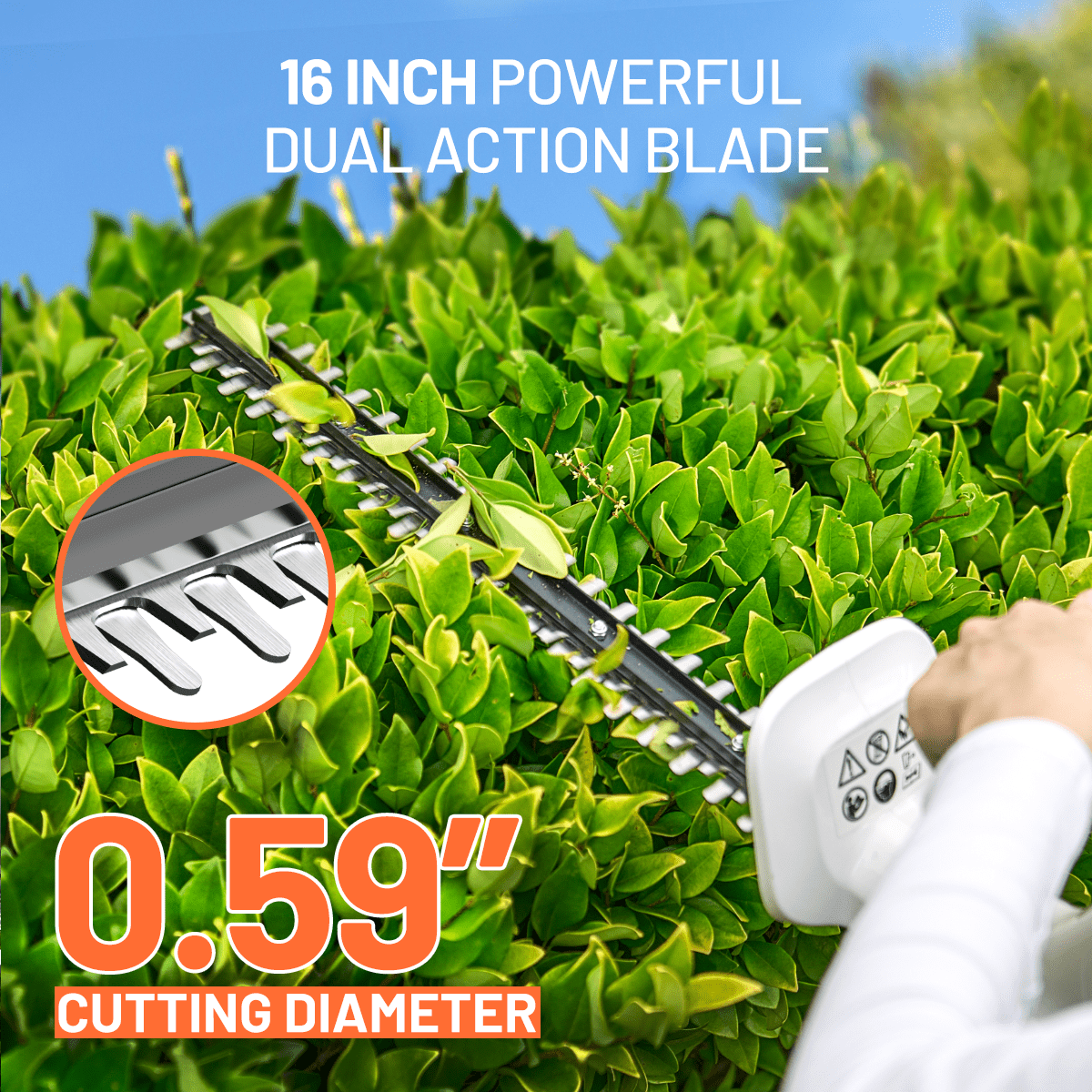 Litheli 20V Cordless Hedge Trimmer, Lightweight Electric Shrub Pruner with 2.5Ah Battery (16 in) ixsjr