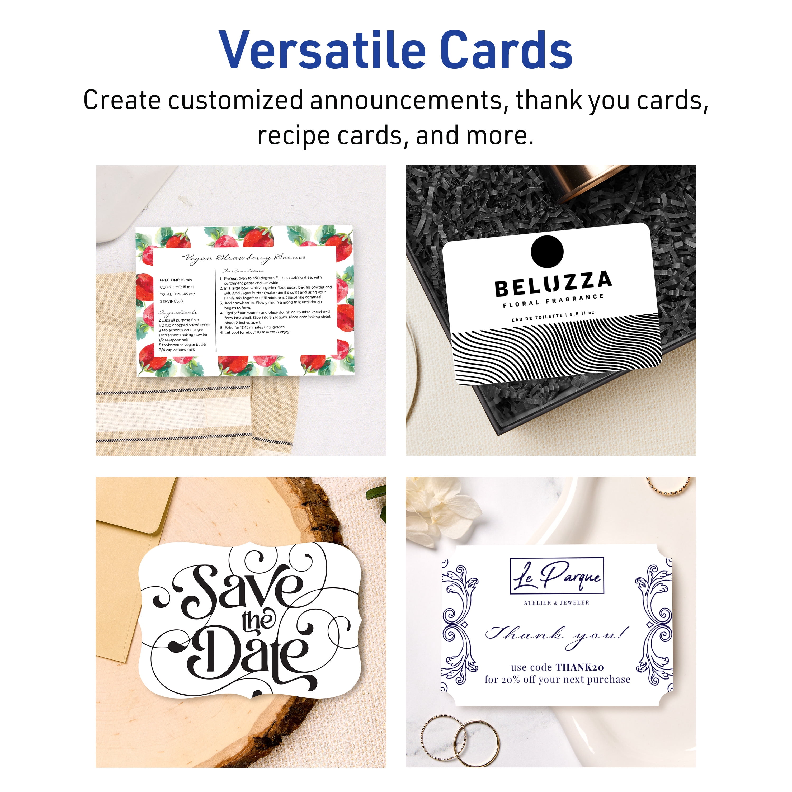 Avery Printable Cards with Rounded Corners (Matte White, 4 in x 6 in, 20 Count) qlv1c - Image 3