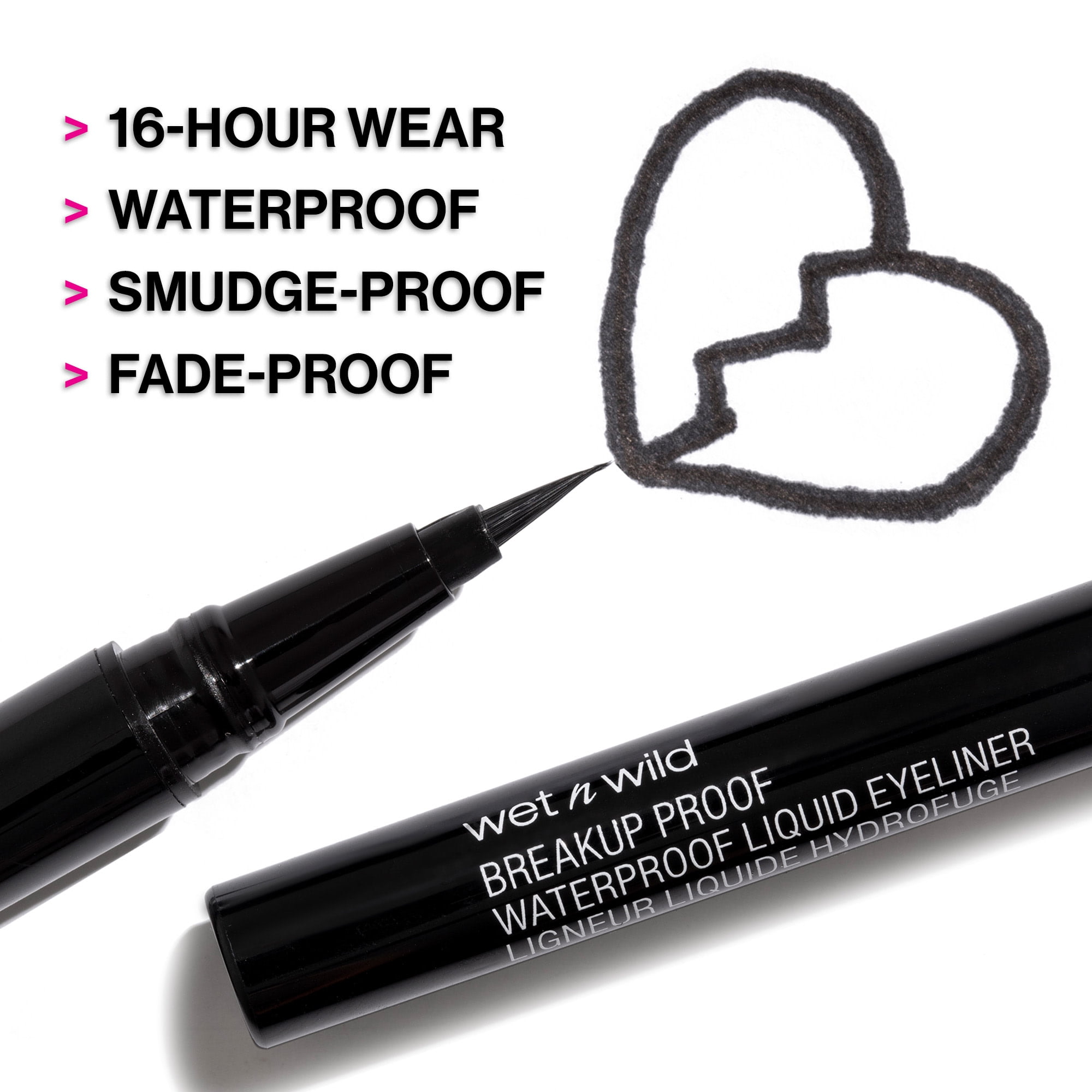Wet n Wild Mega Last Breakup-Proof Liquid Eyeliner, Waterproof Precision Tip (Black, 0.02 fl oz) ctbvj