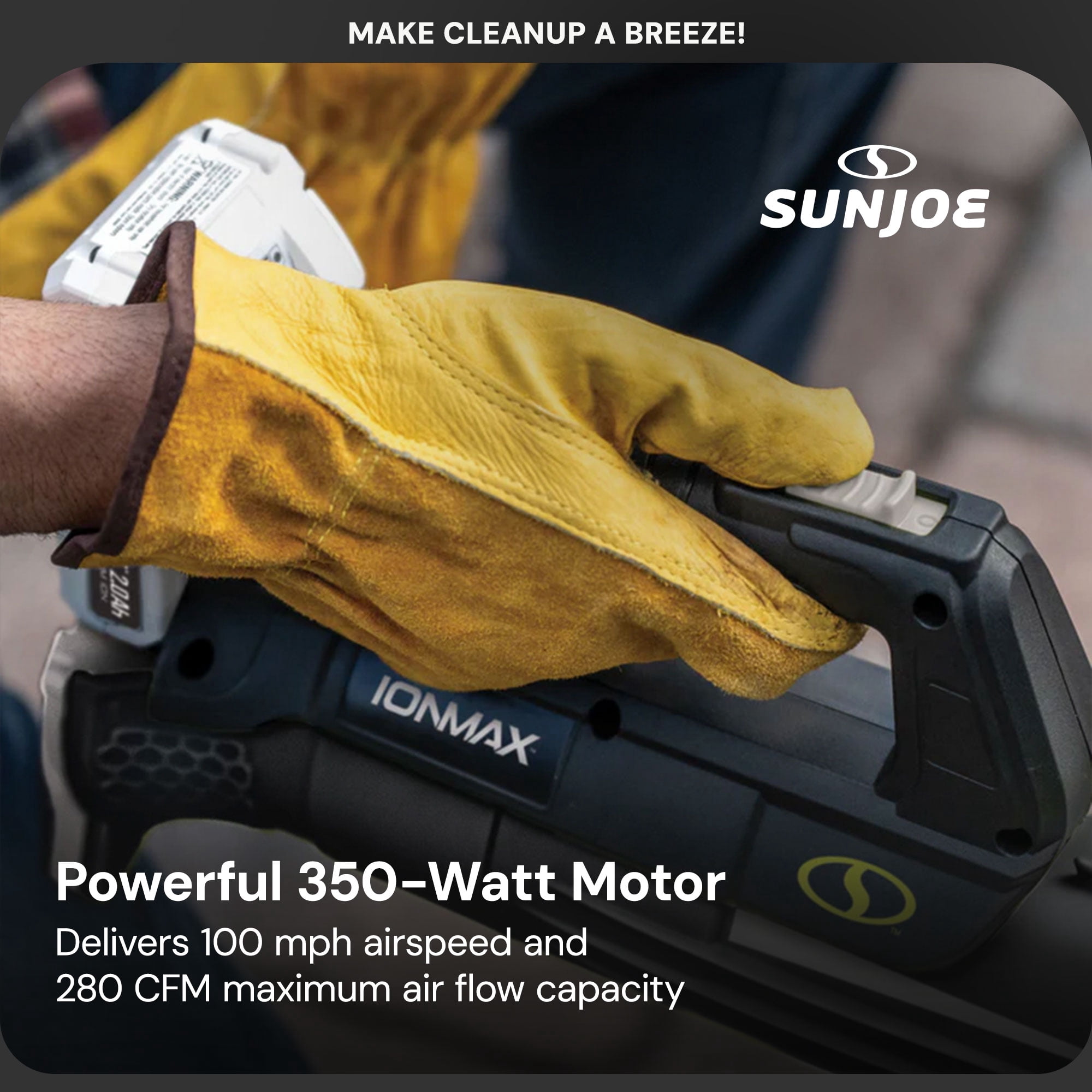 Sun Joe 24V Cordless Jet Leaf Blower, Compact Turbine Design for Yard Cleanup (Black, 5.4 lb) xc75h
