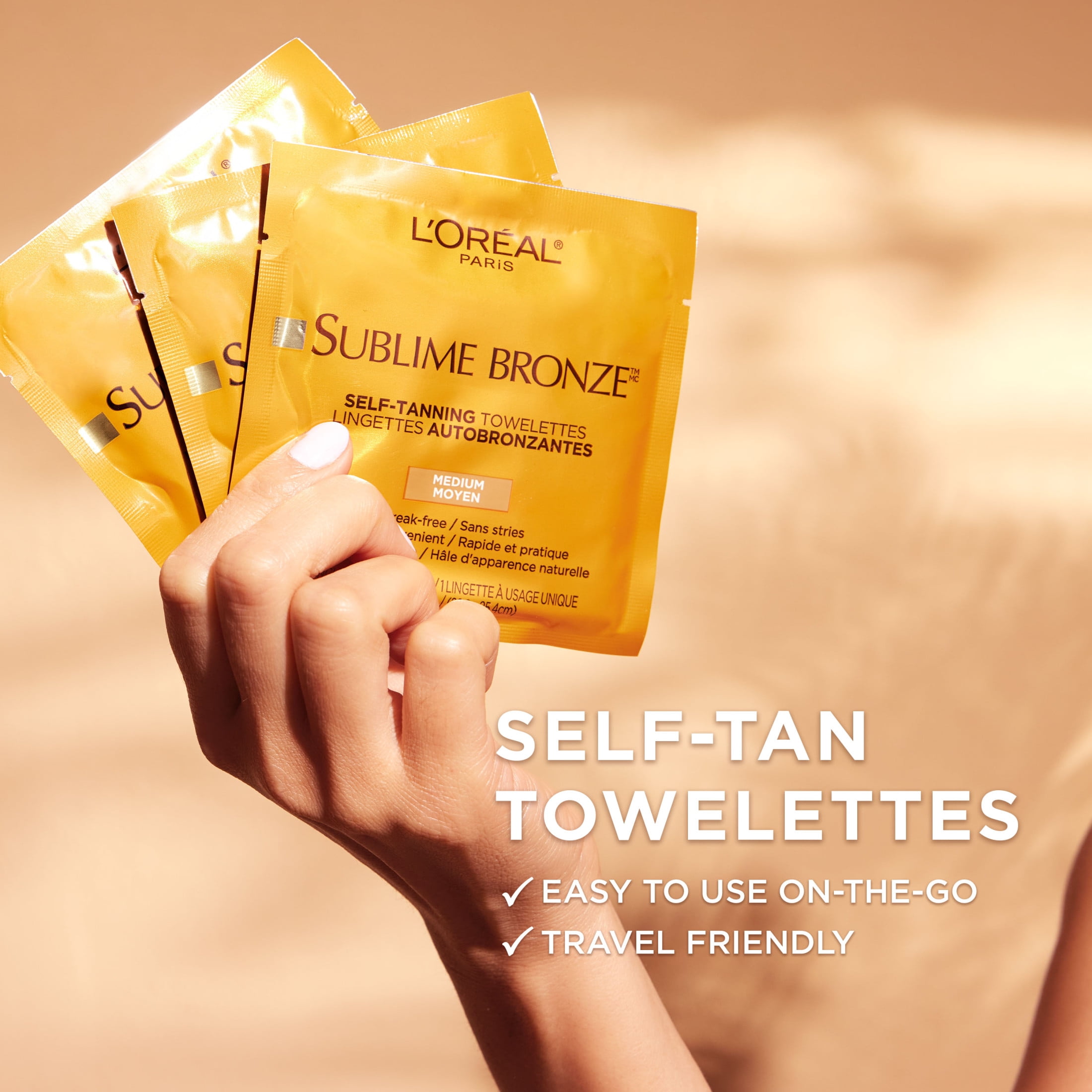 L'Oreal Paris Sublime Bronze Self-Tanning Towelettes, Streak-Free Gradual Sunless Tanner (6 Count) gfh0b