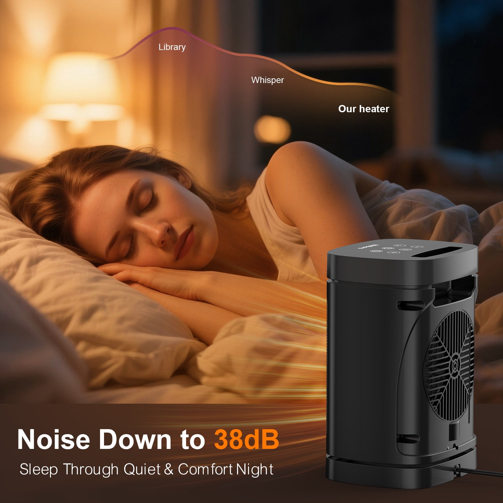 Meibors Compact Indoor Electric Space Heater with Remote Control, 3 Heat Settings, ECO Mode, and Wide-Angle Oscillation (Black, 1500W) j9aln