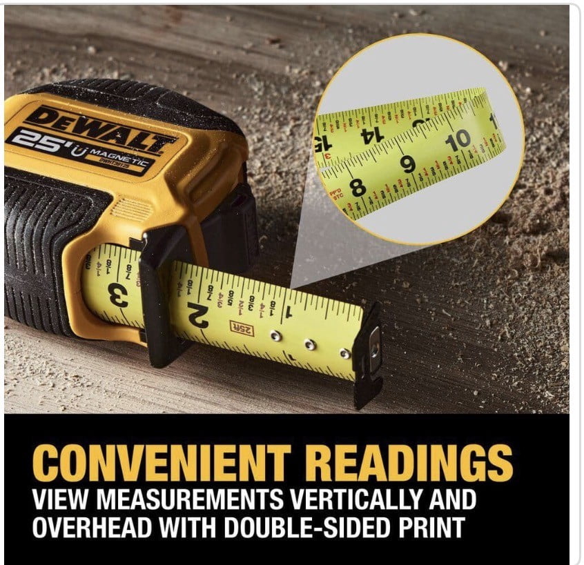 DEWALT Magnetic Tape Measure, Heavy-Duty Professional Measuring Tool (25 ft, 2-Pack) l69o1