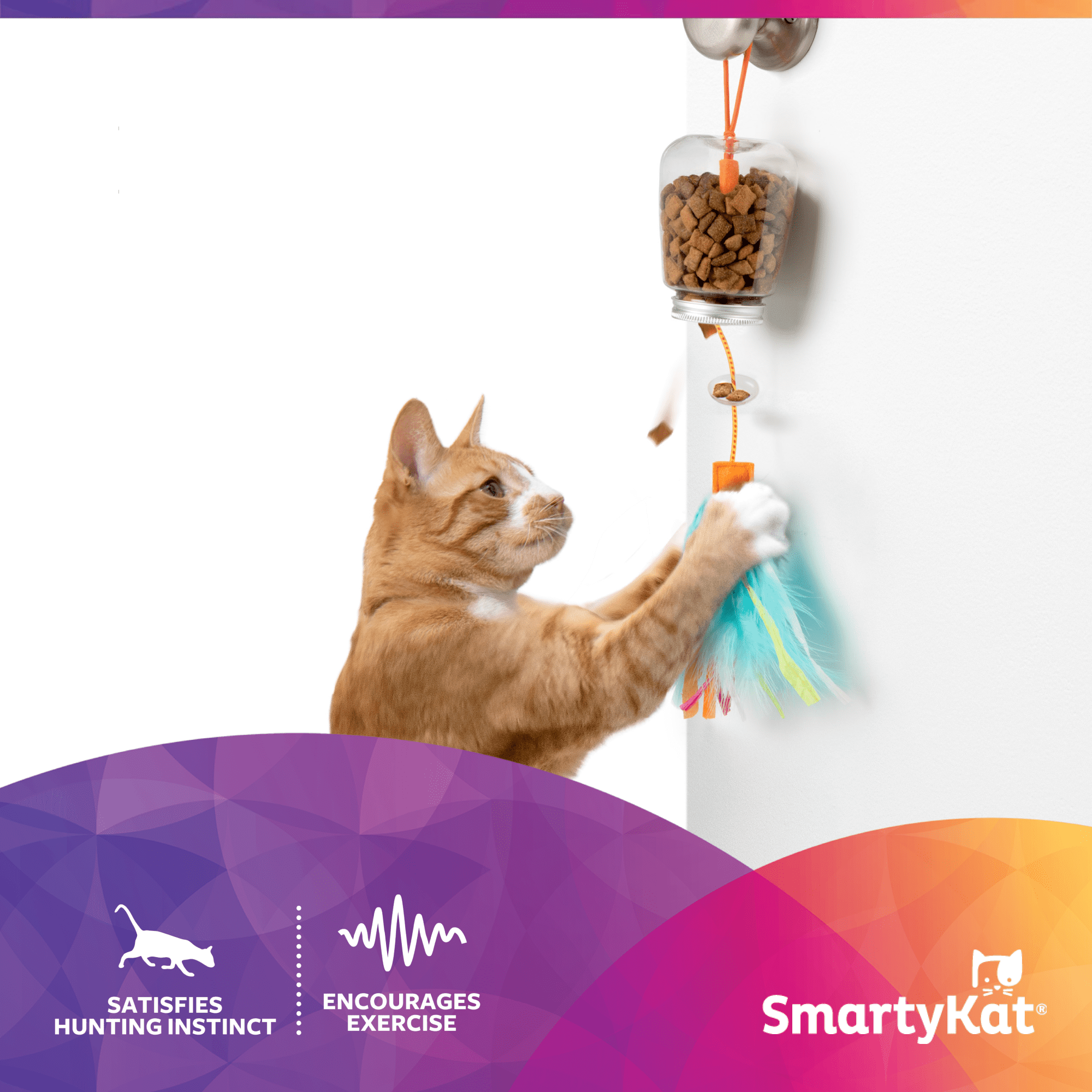 SmartyKat Treat Teaser Interactive Cat Toy for Prey Play and Treat Dispensing (Multi-Color, Medium) smh8h