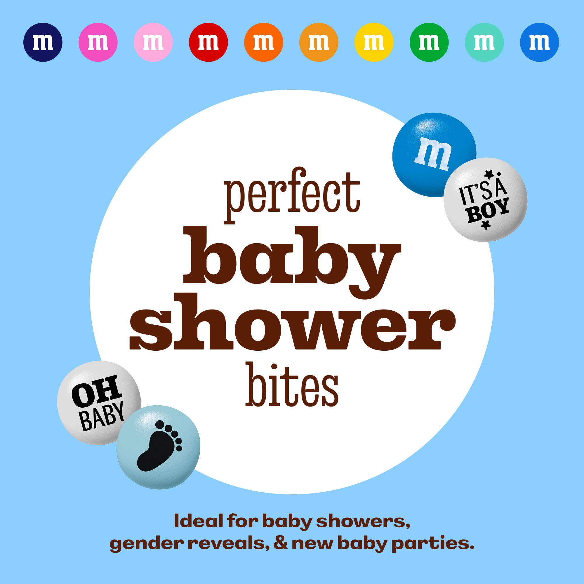M&M'S Milk Chocolate Candy for Baby Shower and Gender Reveal (Blue and White, 5 lb) v1u6m