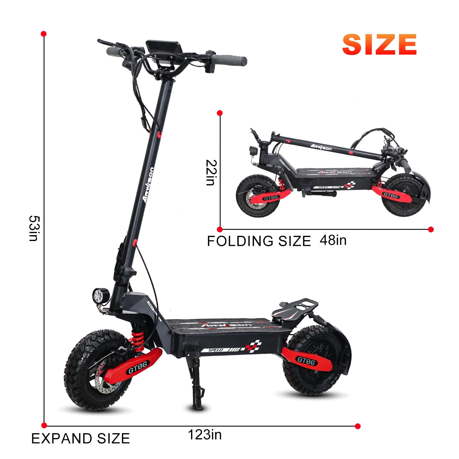 Kunyun 1200W Electric Scooter for Adults, Off-Road Folding Commuter with 11 in Tires (Black, 68 lb) dvalp