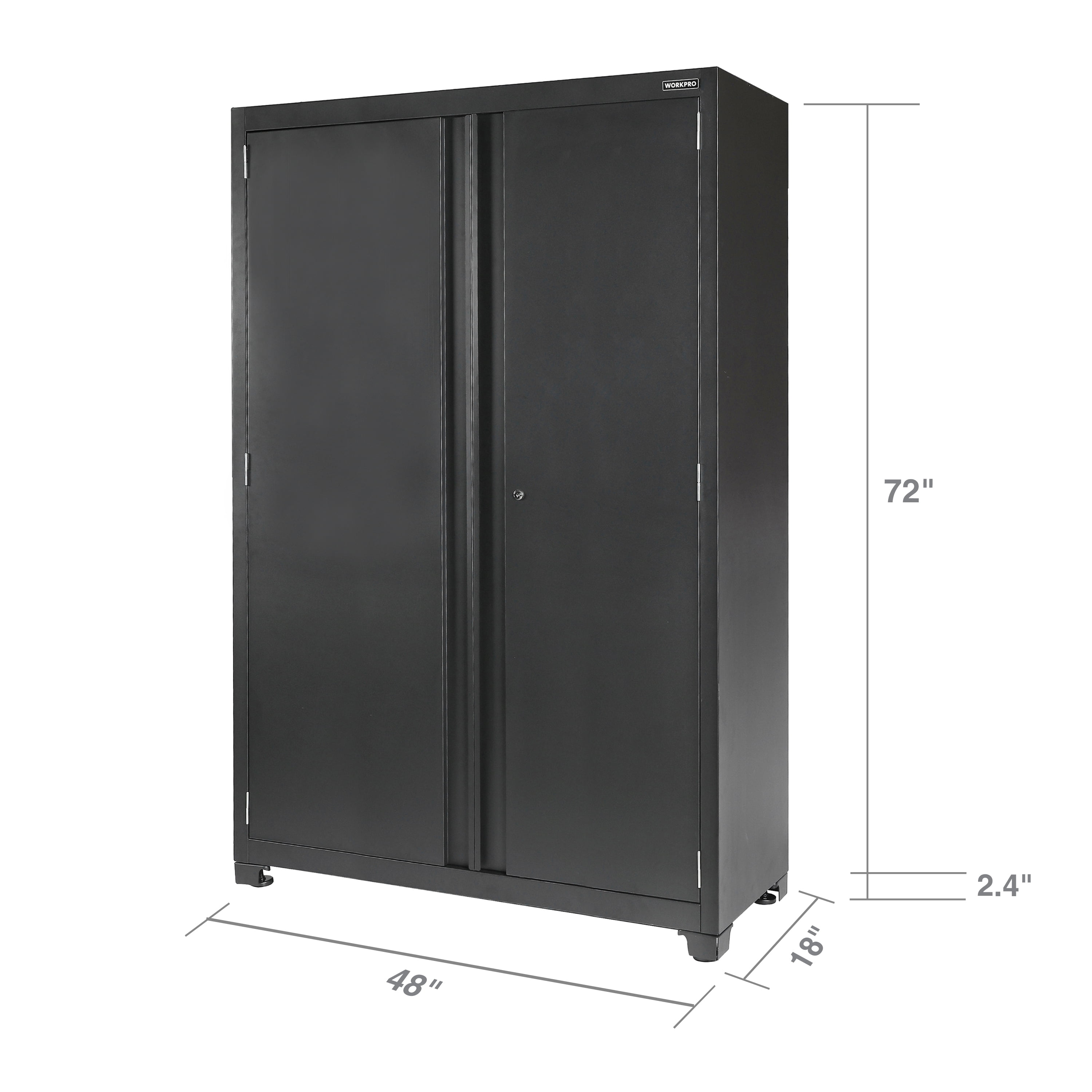 WORKPRO Heavy-Duty Garage Storage Cabinet, Adjustable Shelving Unit with Locking Doors (Black, 48 in. W x 72 in. H x 18 in. D) glwmm