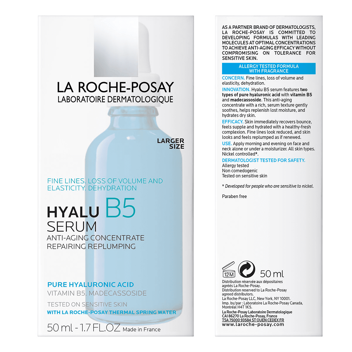 La Roche-Posay Hyalu B5 Pure Hyaluronic Acid Serum for Face, Anti-Aging Hydrating Formula (1.7 fl oz) pofpn