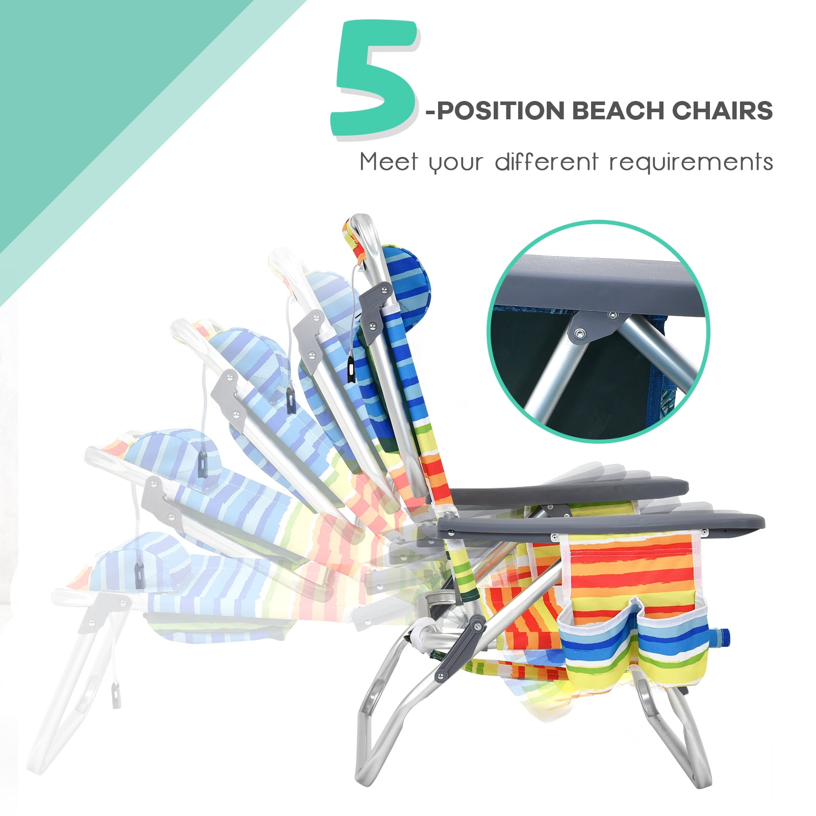 Patiojoy 2-Pack Folding Beach Chair with Cup Holder and Headrest (Yellow, 2-Pack) hpgy0