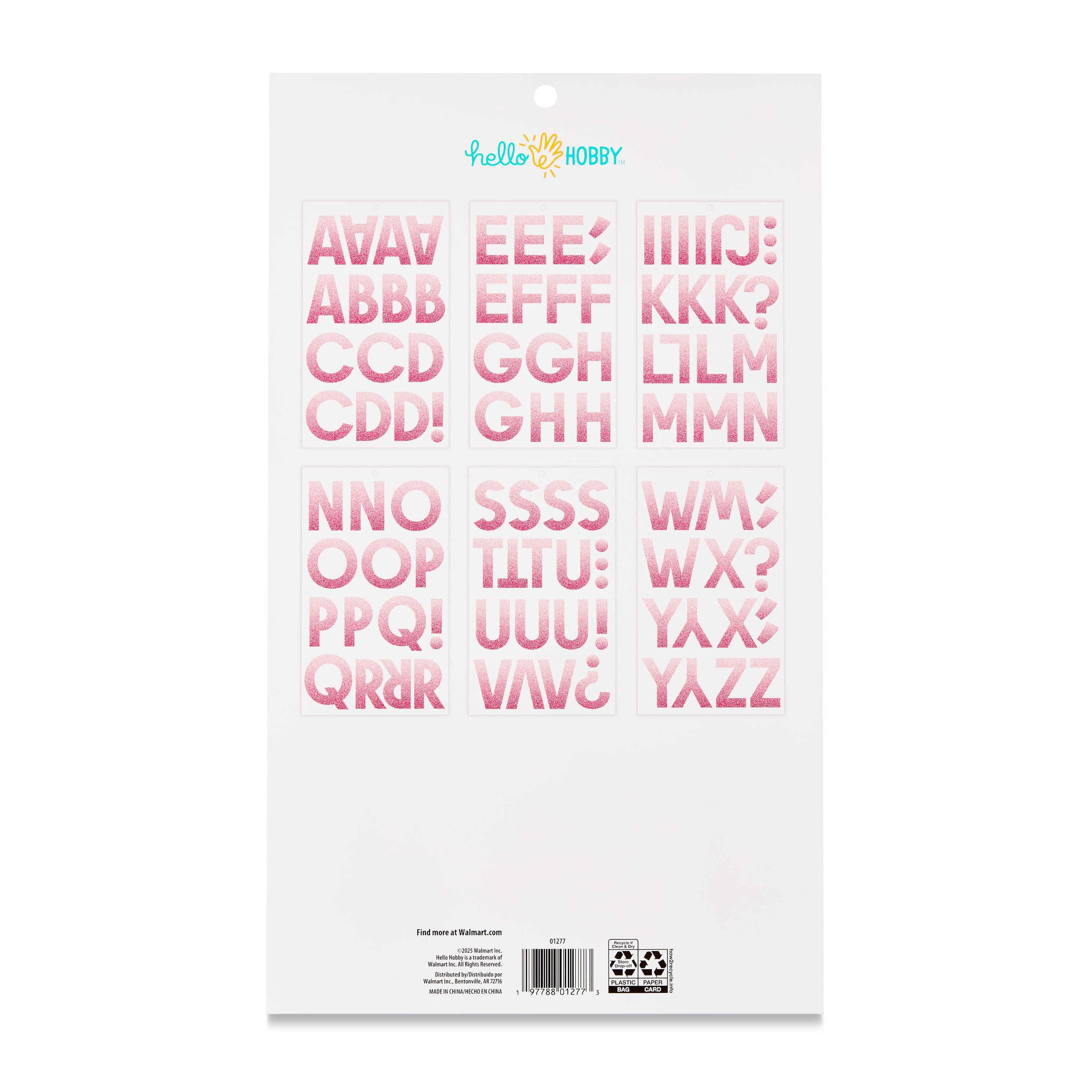 Hello Hobby Extra Large Alphabet Stickers, Glitter Finish Decorative Letter Icons (Pink, 99 Count) nw5jg