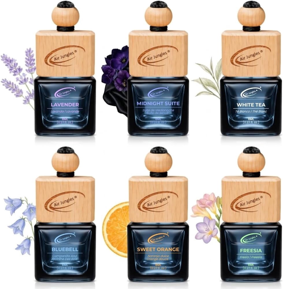 Air Jungles Car Air Freshener Hanging Diffuser (Variety Pack, 6 Ct, 0.27 fl oz Each) fzw1g