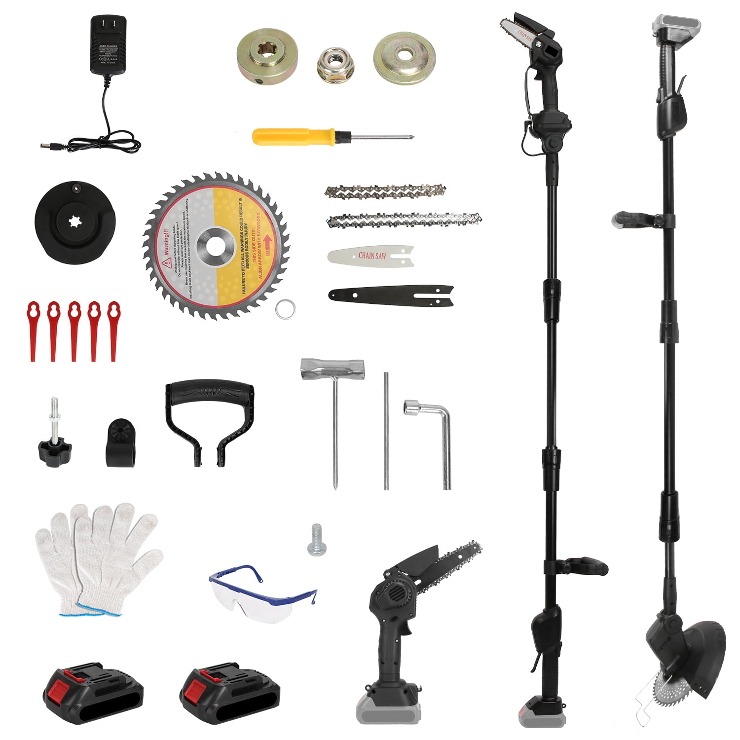 Imountek 3-in-1 Cordless Electric Pole Saw and Grass Trimmer Kit (Black, 75 in) wrdsm
