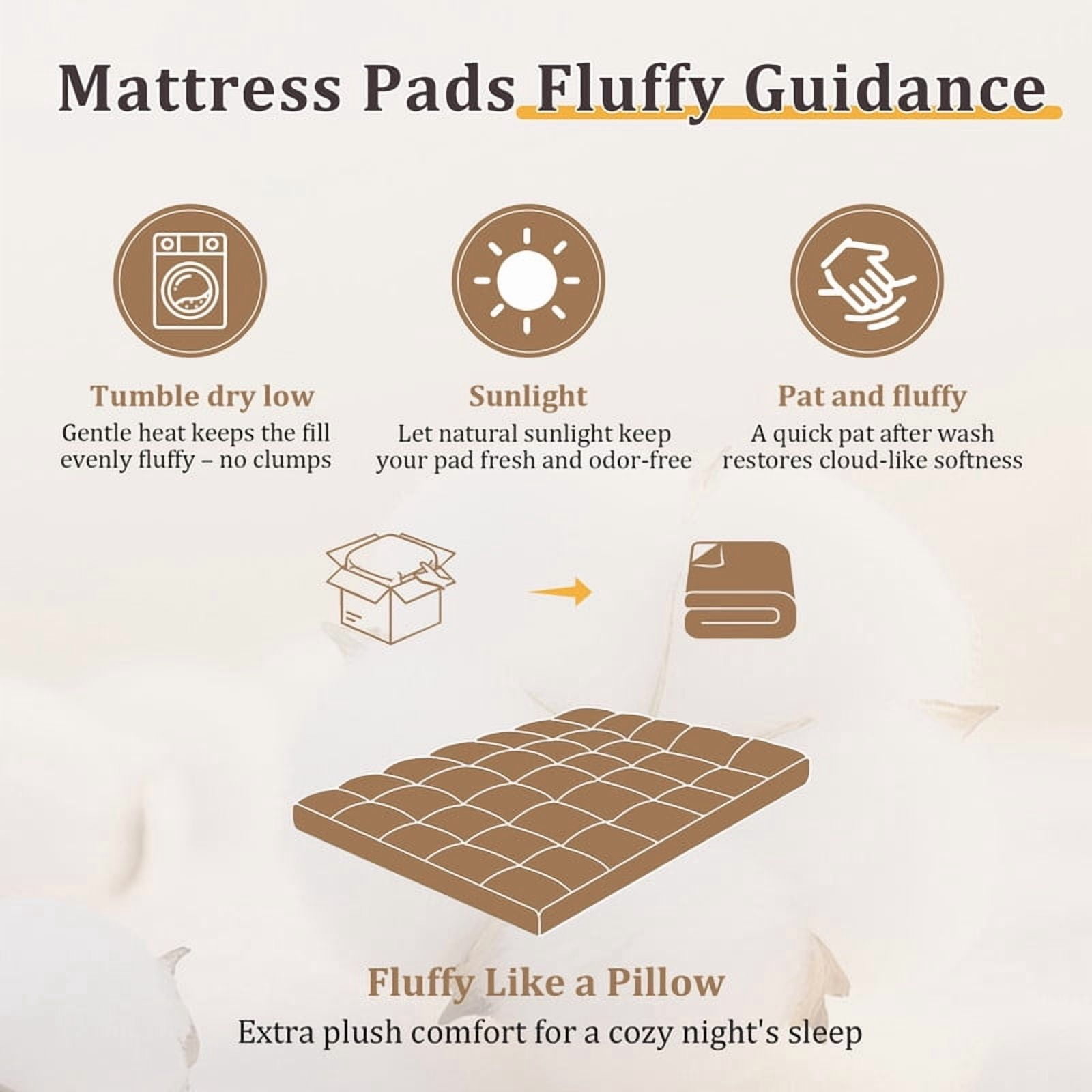 Vccoem Cooling Mattress Topper, Extra Thick Quilted Bed Pad, Breathable Plush Hypoallergenic Cover (White, Queen) lz8b4