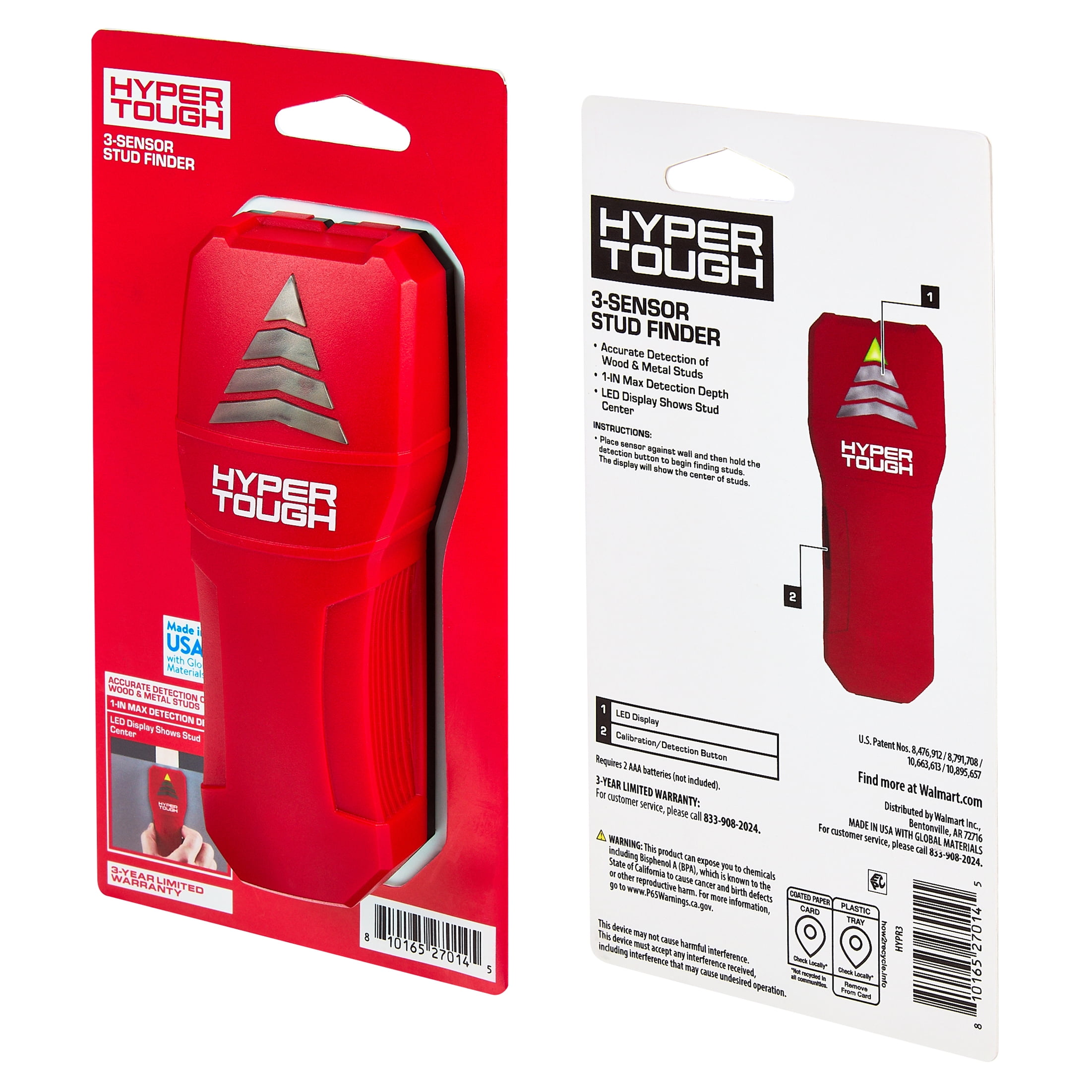 Hyper Tough 3-Sensor LED Electronic Stud Finder (1 in Detection Depth) 1wsn4