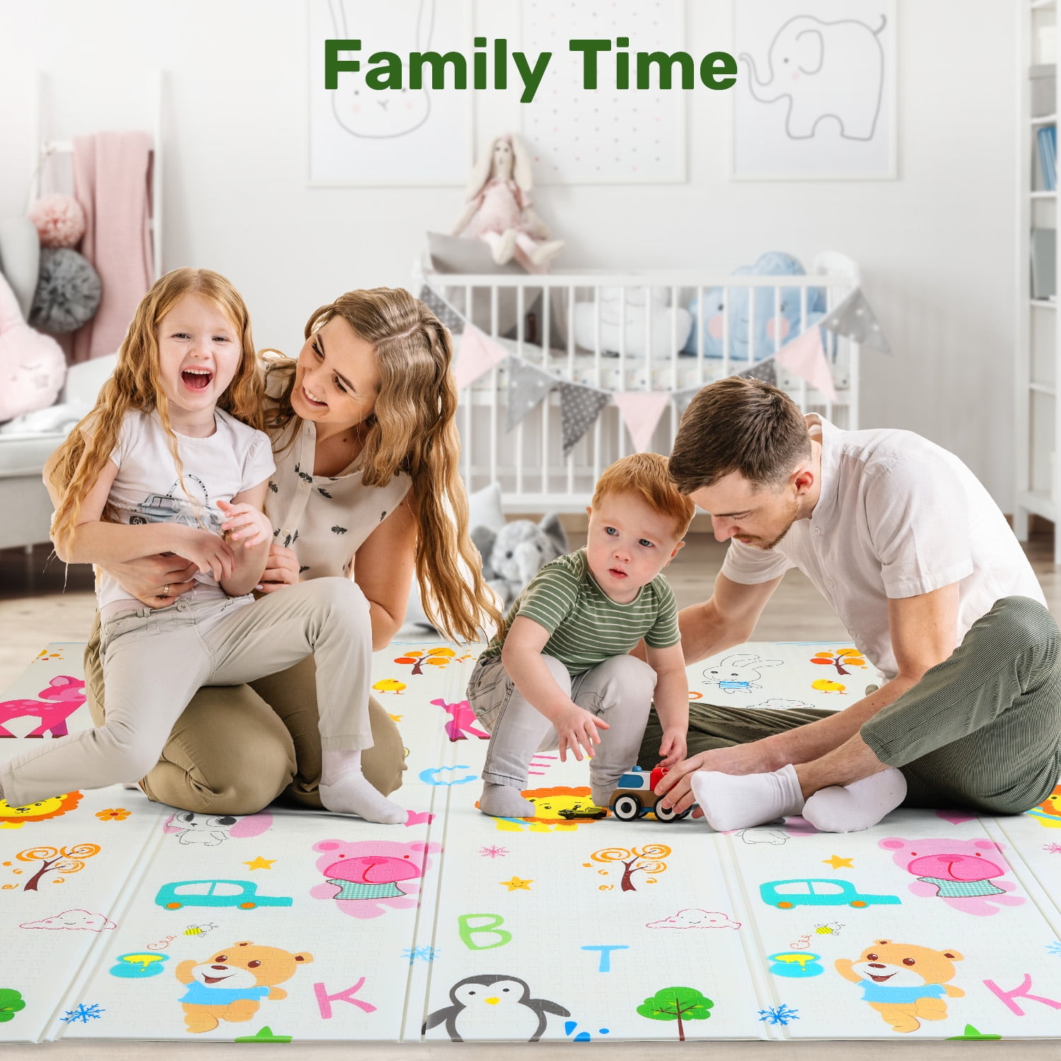 JoyStone Extra Large Reversible Foam Baby Play Mat, Non-Toxic Waterproof Crawl Mat for Toddlers (Animal Print, 78 in x 70 in) nenoq