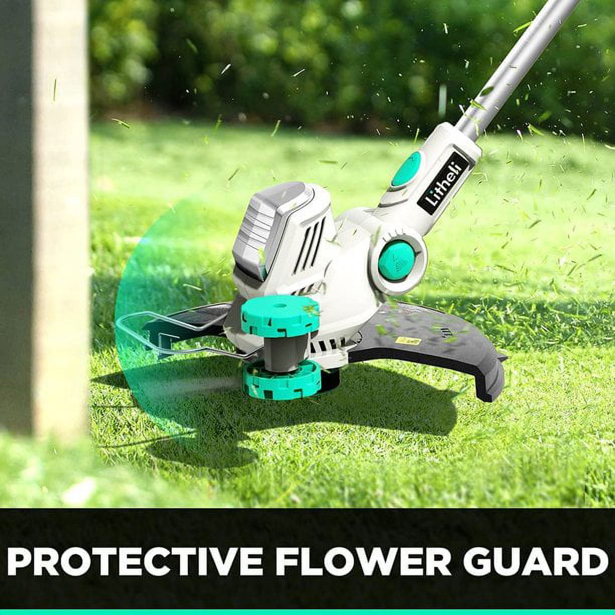 Litheli 40V Cordless String Trimmer and Wheeled Edger, Battery Powered Grass Trimmer with 2.0Ah Battery and Charger (13 in) u0spl
