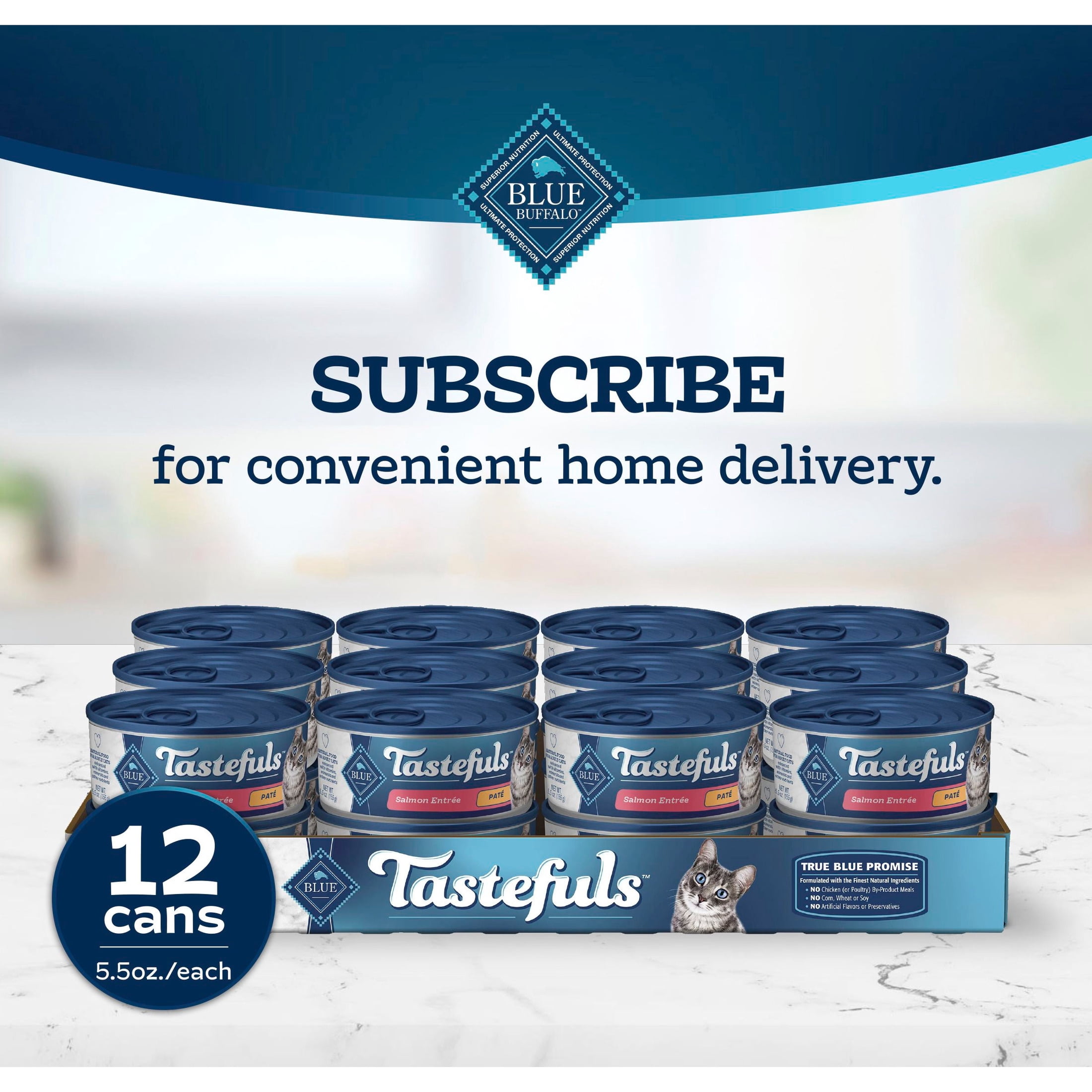 Blue Buffalo Tastefuls Wet Cat Food Paté, Natural Salmon Entrée (5.5 oz) siekj