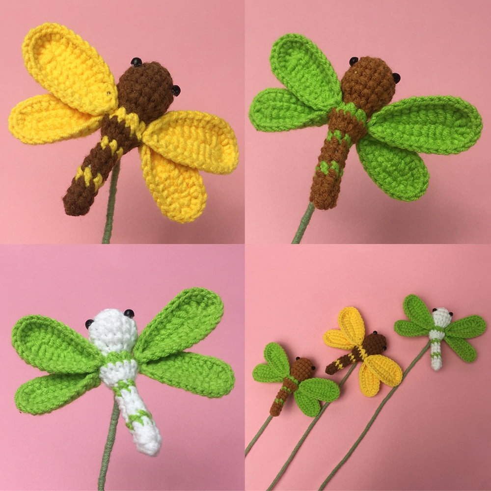 Generic Crochet Dragonfly Kit for Beginners with Video Tutorial and Knitting Tools (Beige, 1 Pack) abqwa