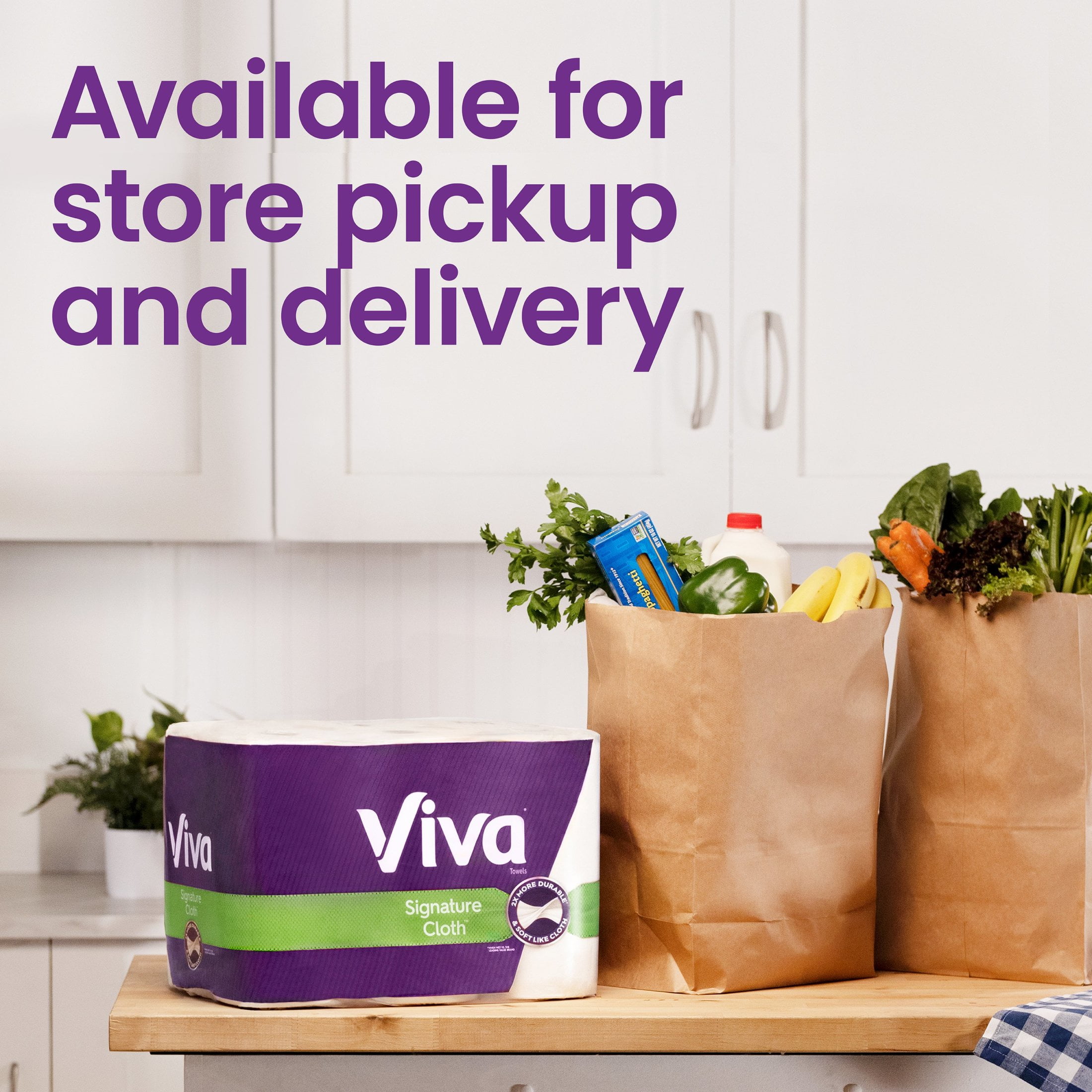 Viva Signature Cloth Paper Towels, Durable Absorbent Cleaning Sheets (White, 6 Double Rolls) mrafd