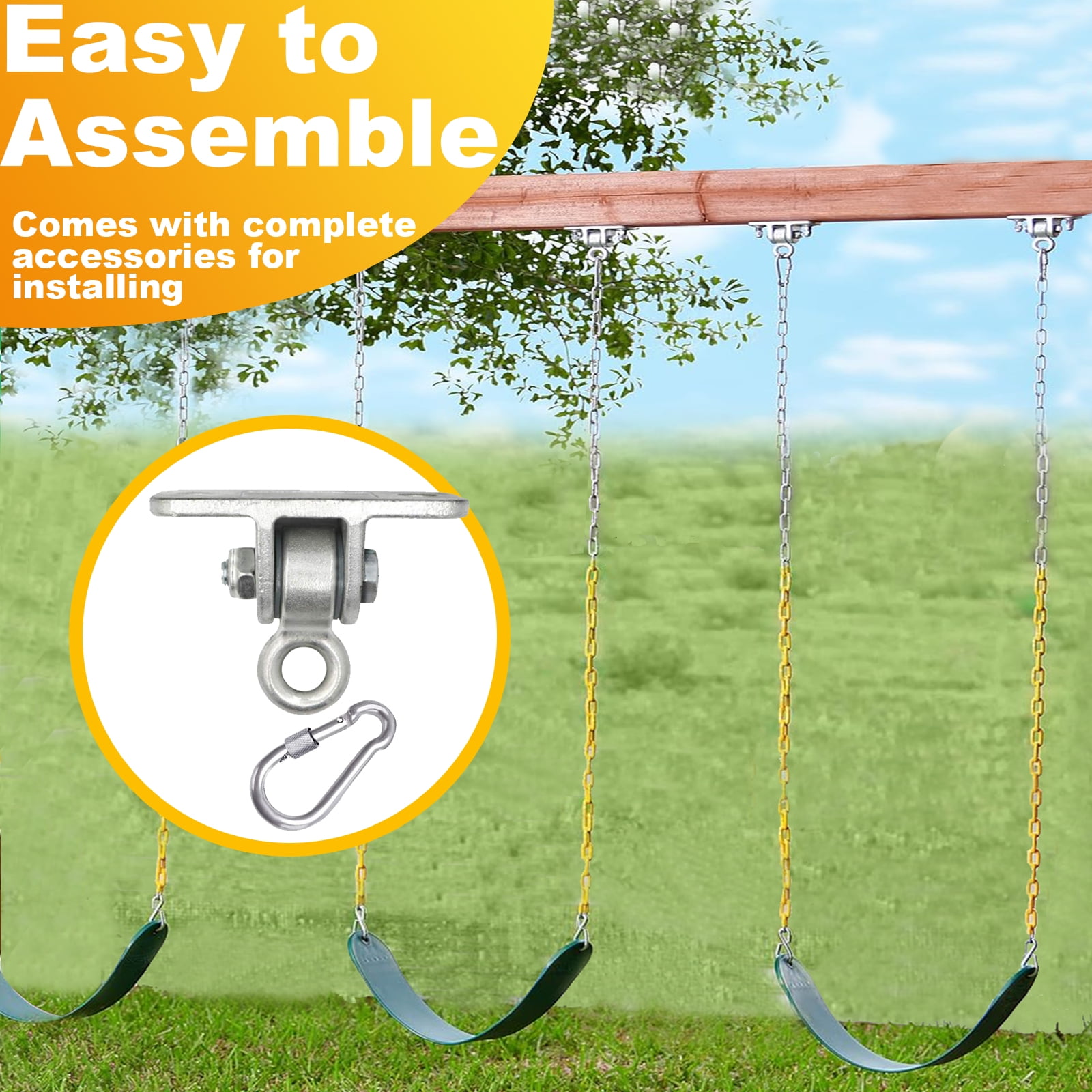Celawork Heavy Duty Swing Hangers for Wooden Sets, Playground Porch & Indoor Outdoor Hanging Hardware (Silver, Set of 2) lcdst