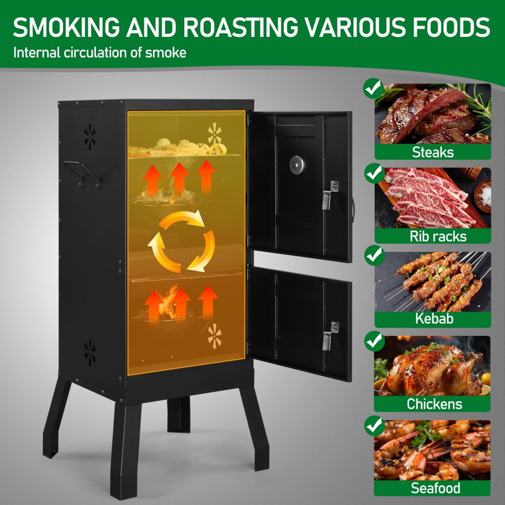 IVV Vertical Charcoal Smoker with Double Doors, Heavy-Duty Carbon Steel BBQ Grill for Outdoor Cooking (Black, 2-Rack) clunc - Image 6