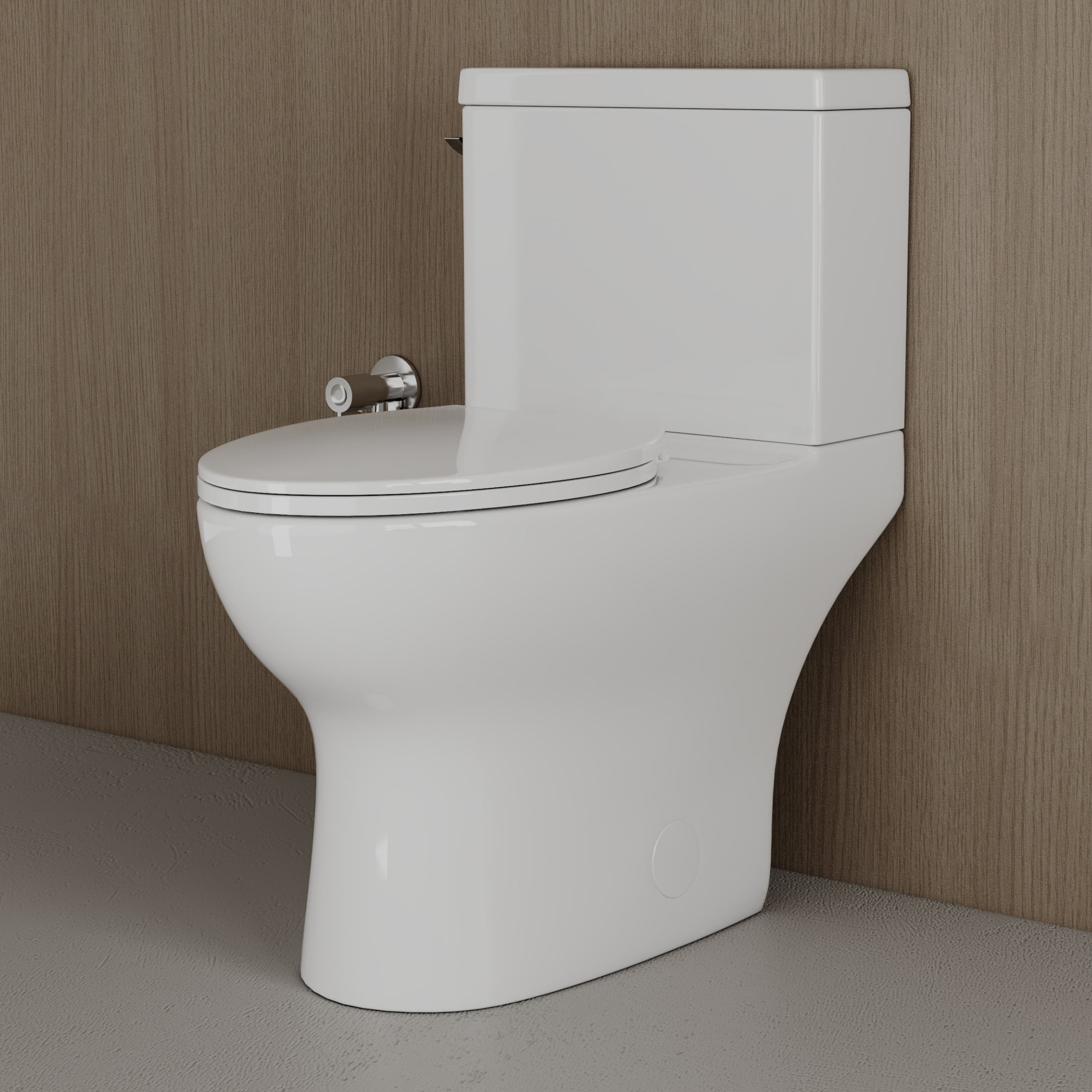 Los Flexi Modern Elongated Two-Piece Toilet, ADA Comfort Height with Soft-Close Seat (White, 17.5 in) kldv5