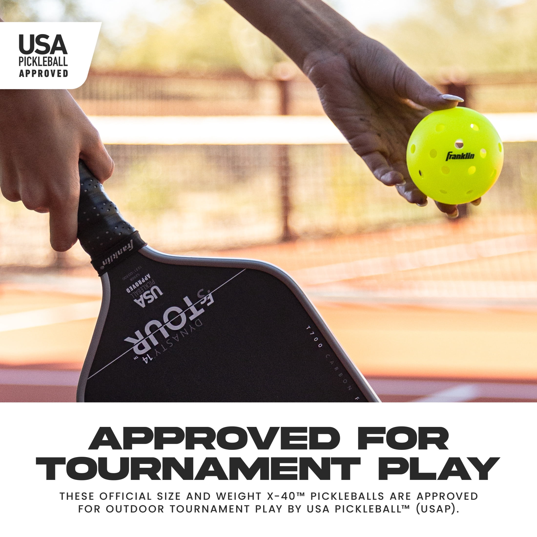 Franklin Sports X-40 Outdoor Pickleballs Professional Tournament Grade (Optic Yellow, 3 Pack) c918h