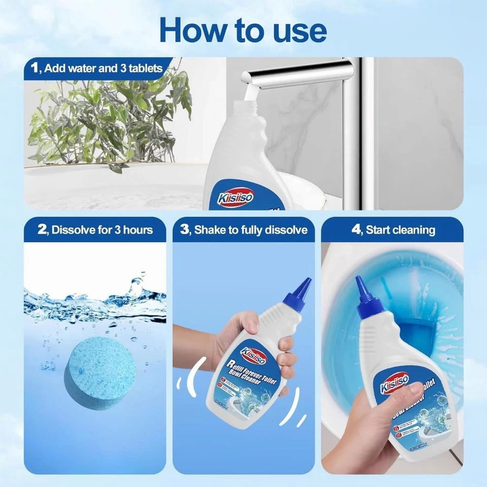 Flint Toilet Bowl Cleaner Tablets, Lemon Scented Cleaning Solution (Blue, 22 Pack, 16 fl oz per unit) br2qr
