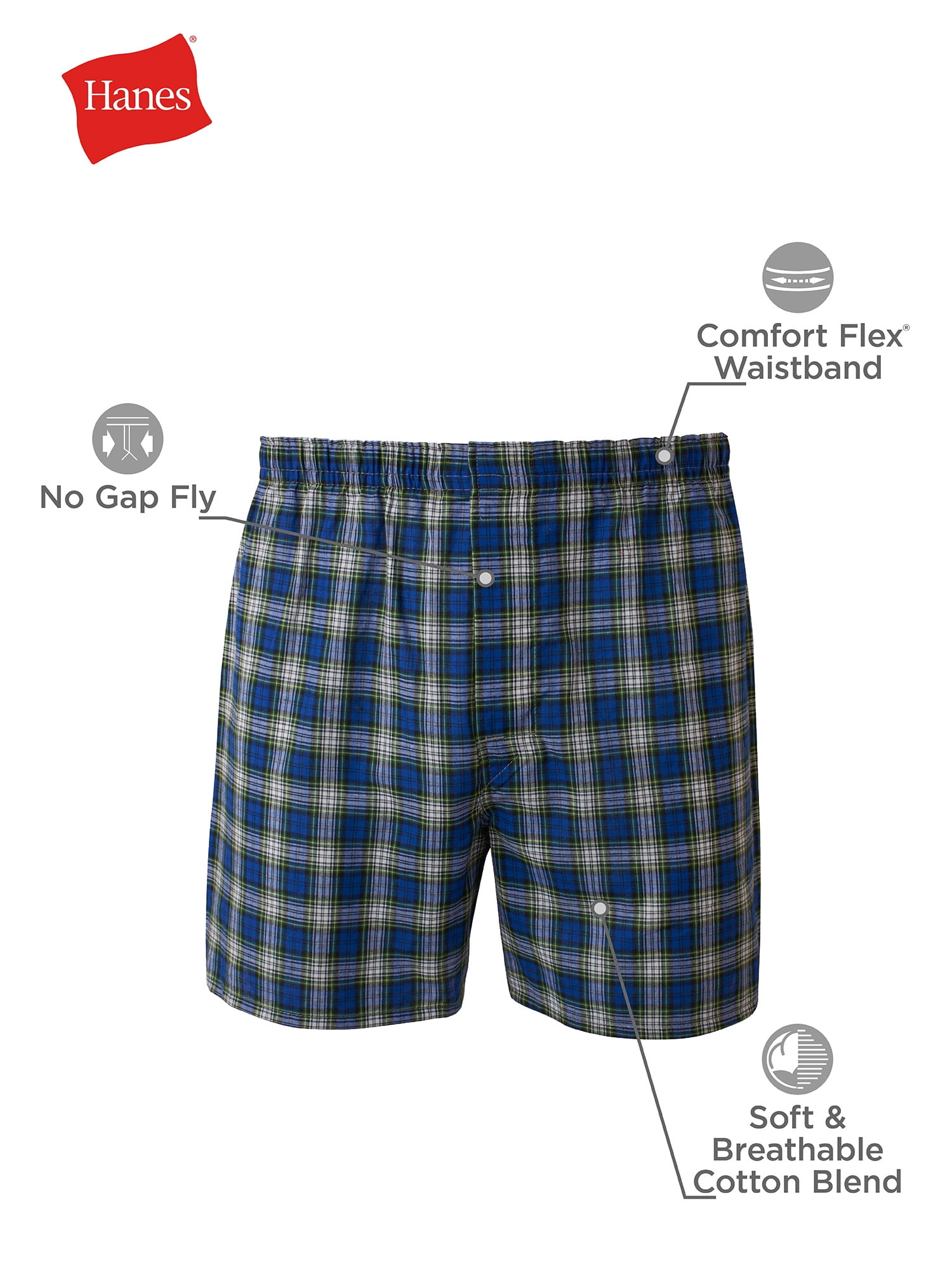 Hanes Men's Woven Boxers Moisture-Wicking Tagless Underwear (Beige, 3 Pack) 7is41